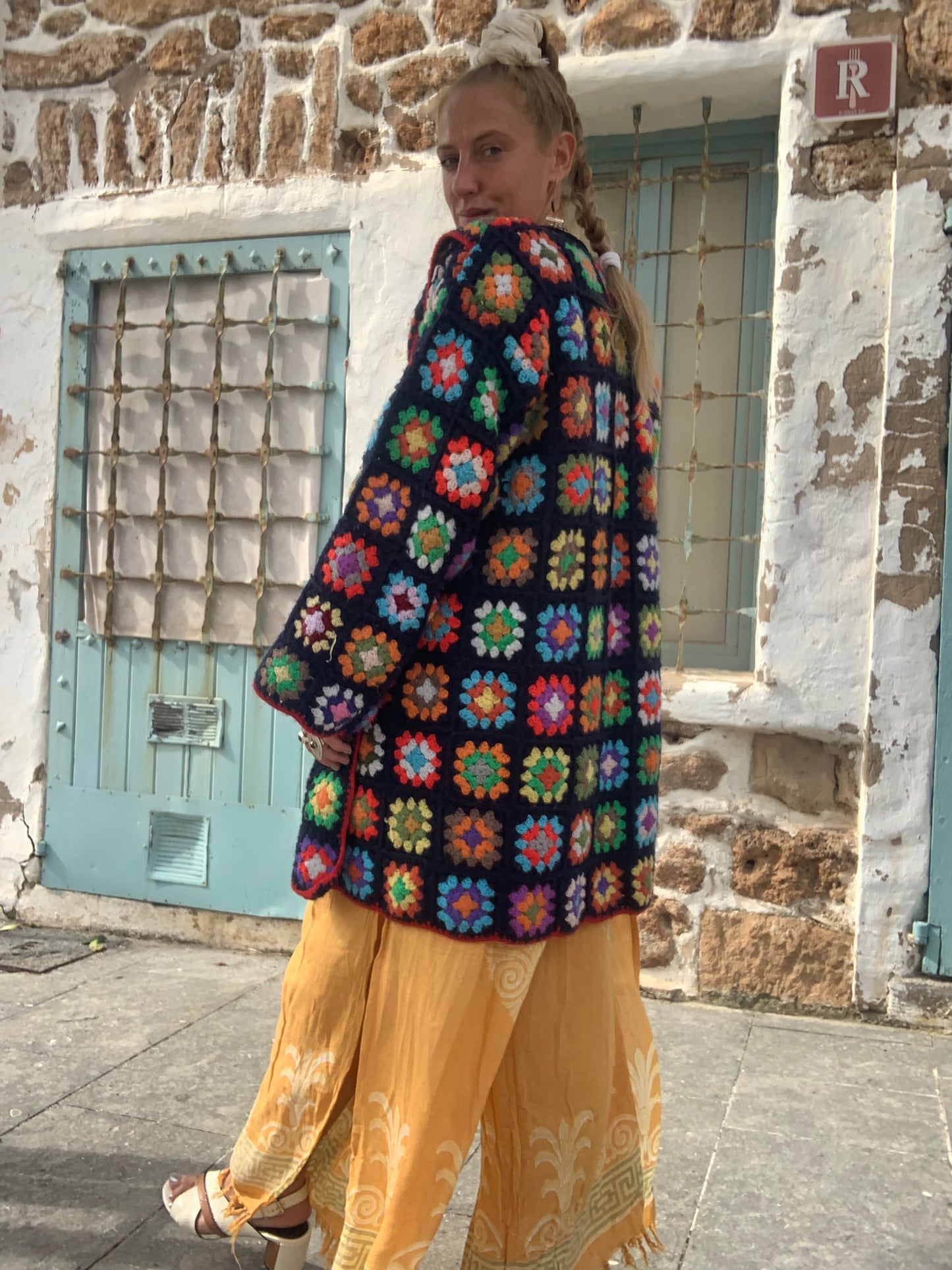 Upcycled Vintage Wool Crochet Jacket – Handmade by Vagabond Ibiza