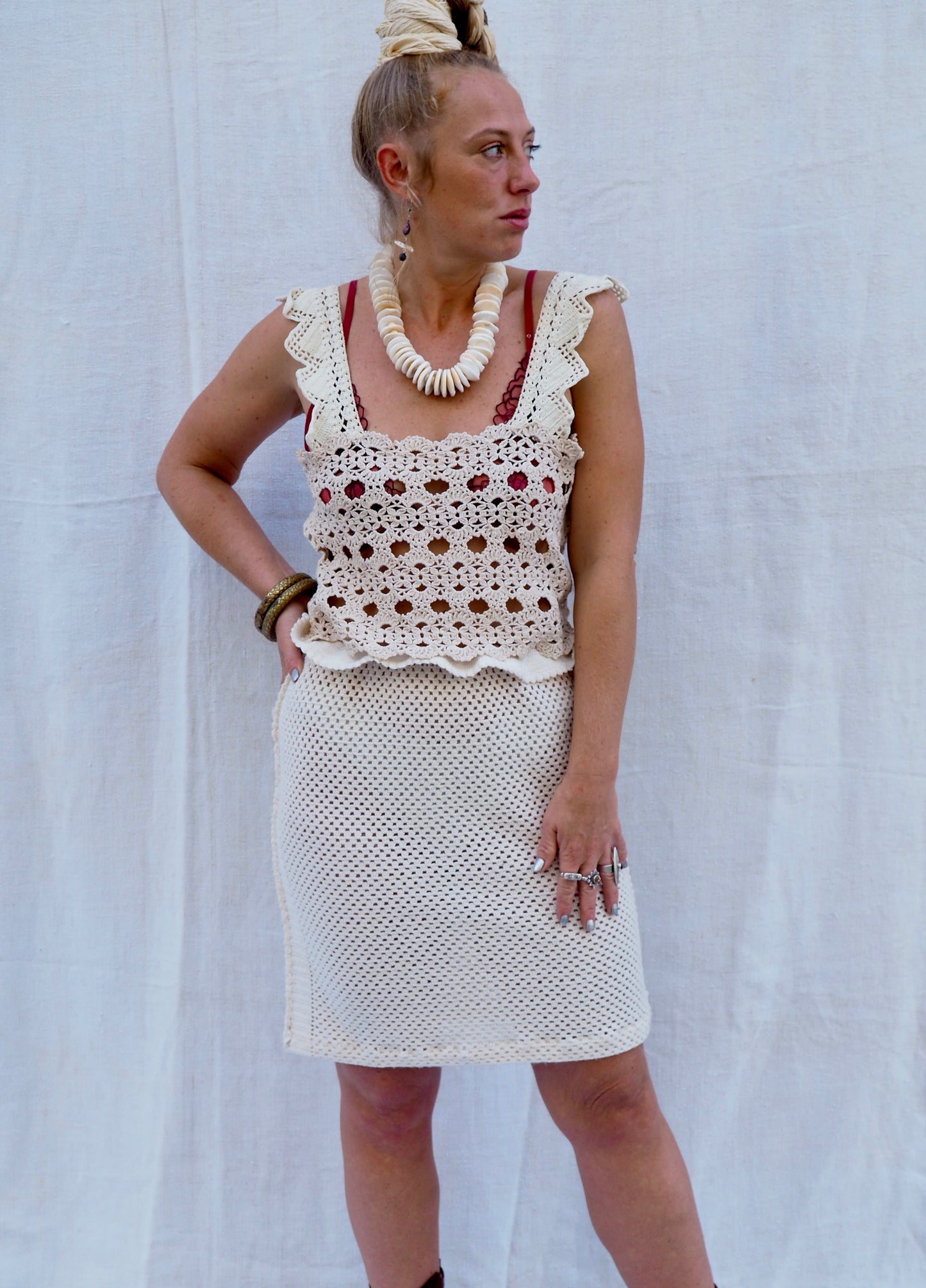 Up-cycled Vintage 1970s Crochet Top – Handmade by Vagabond Ibiza