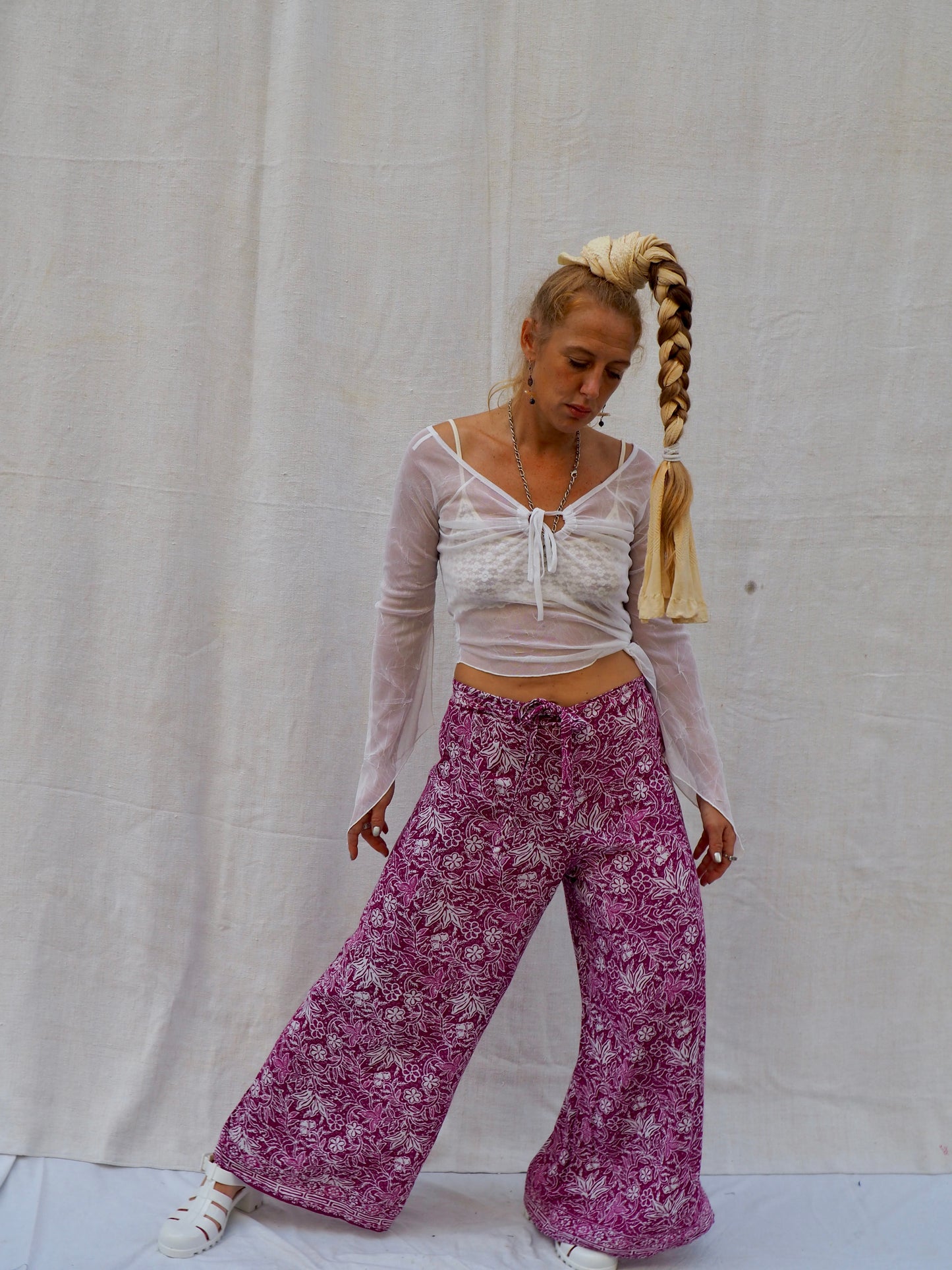 Vintage Indonesian Batik Wrap Pants with Side Splits