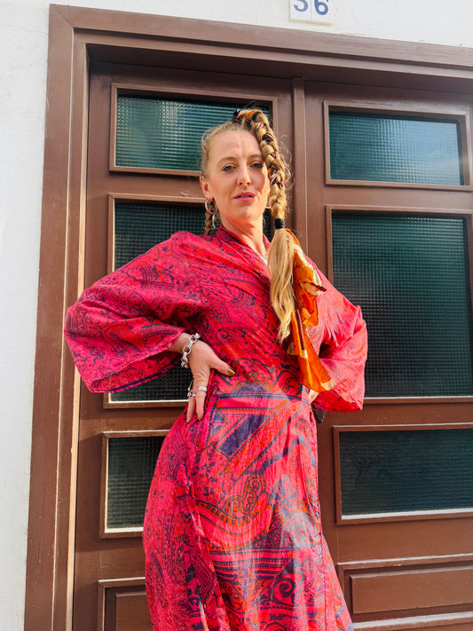 Kardash Kimono Long – Up-cycled Vintage Sari Kimono