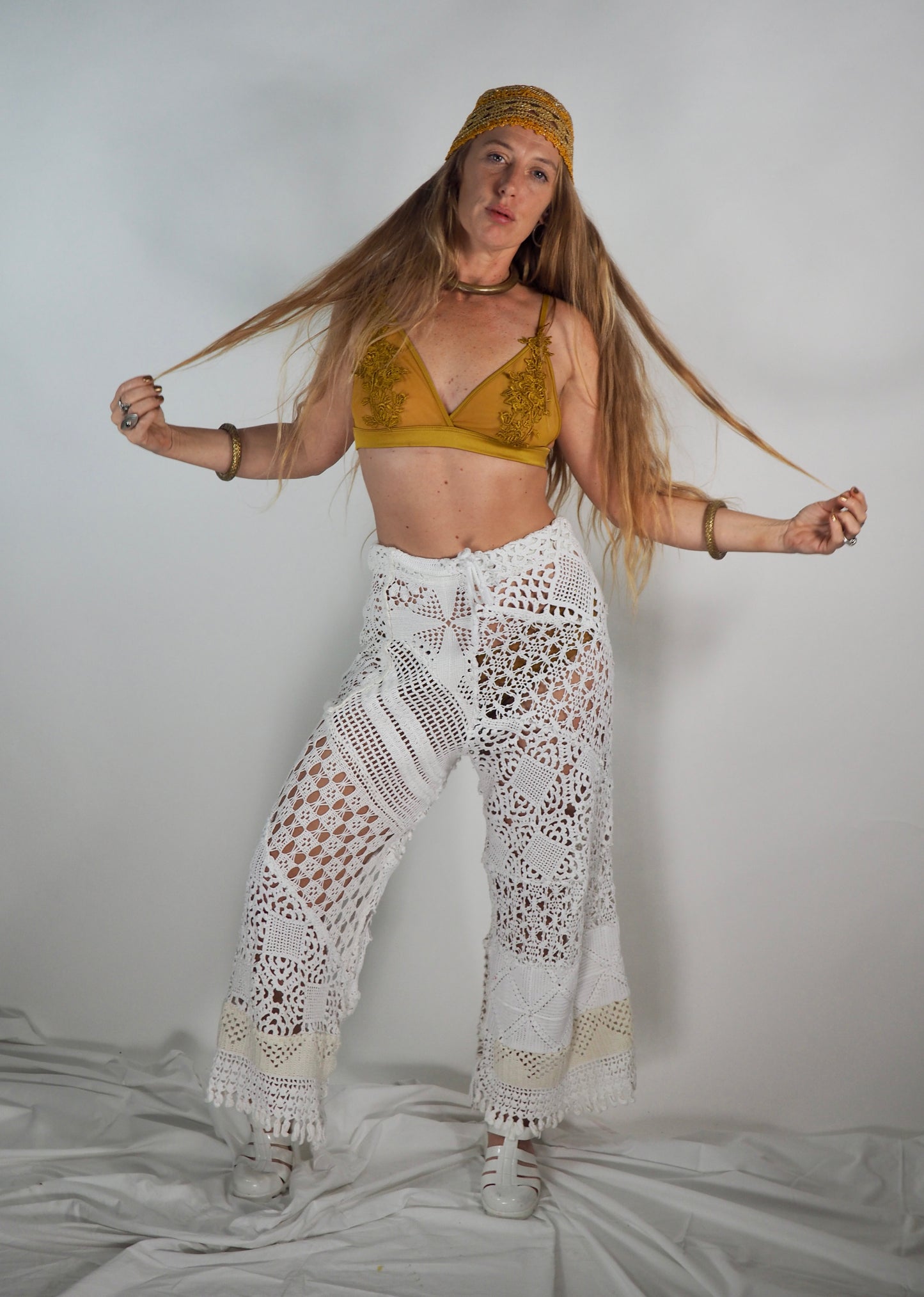 Introducing the *Handmade Patchwork Crochet Pants* by Vagabond Ibiza