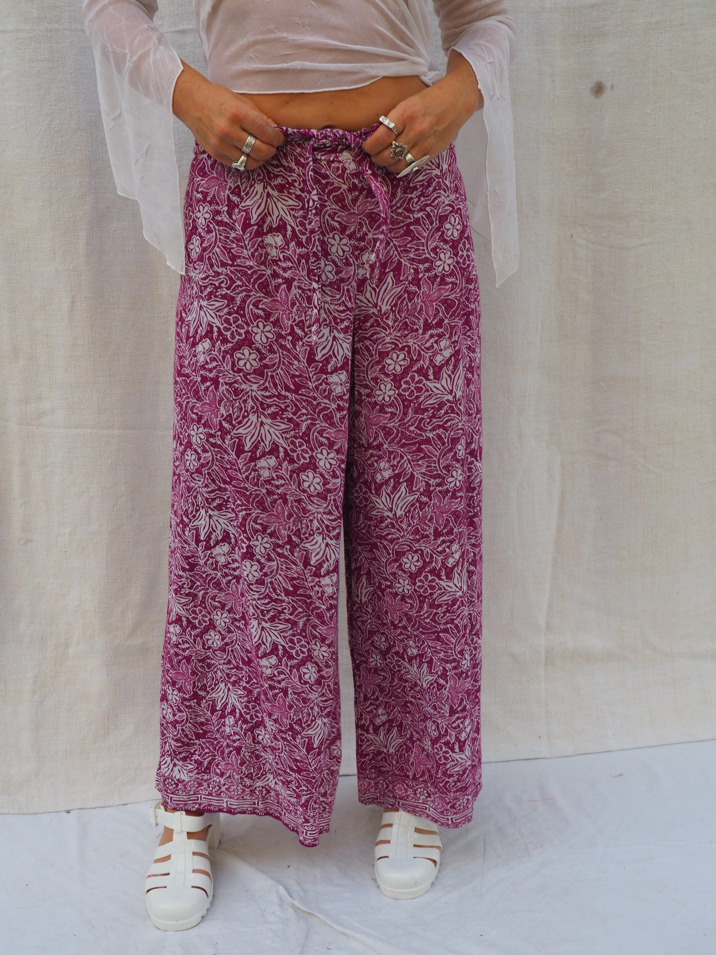 Vintage Indonesian Batik Wrap Pants with Side Splits