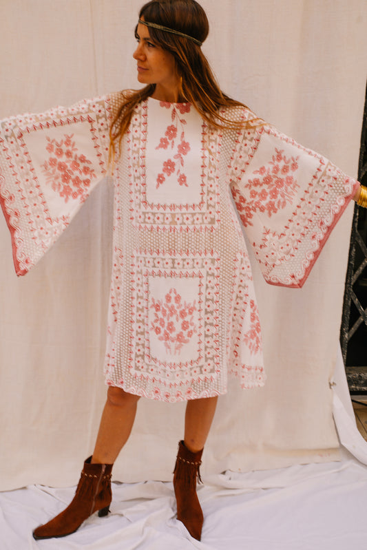 Up-cycled Bell Sleeve Boho Dress – Made by Vagabond Ibiza