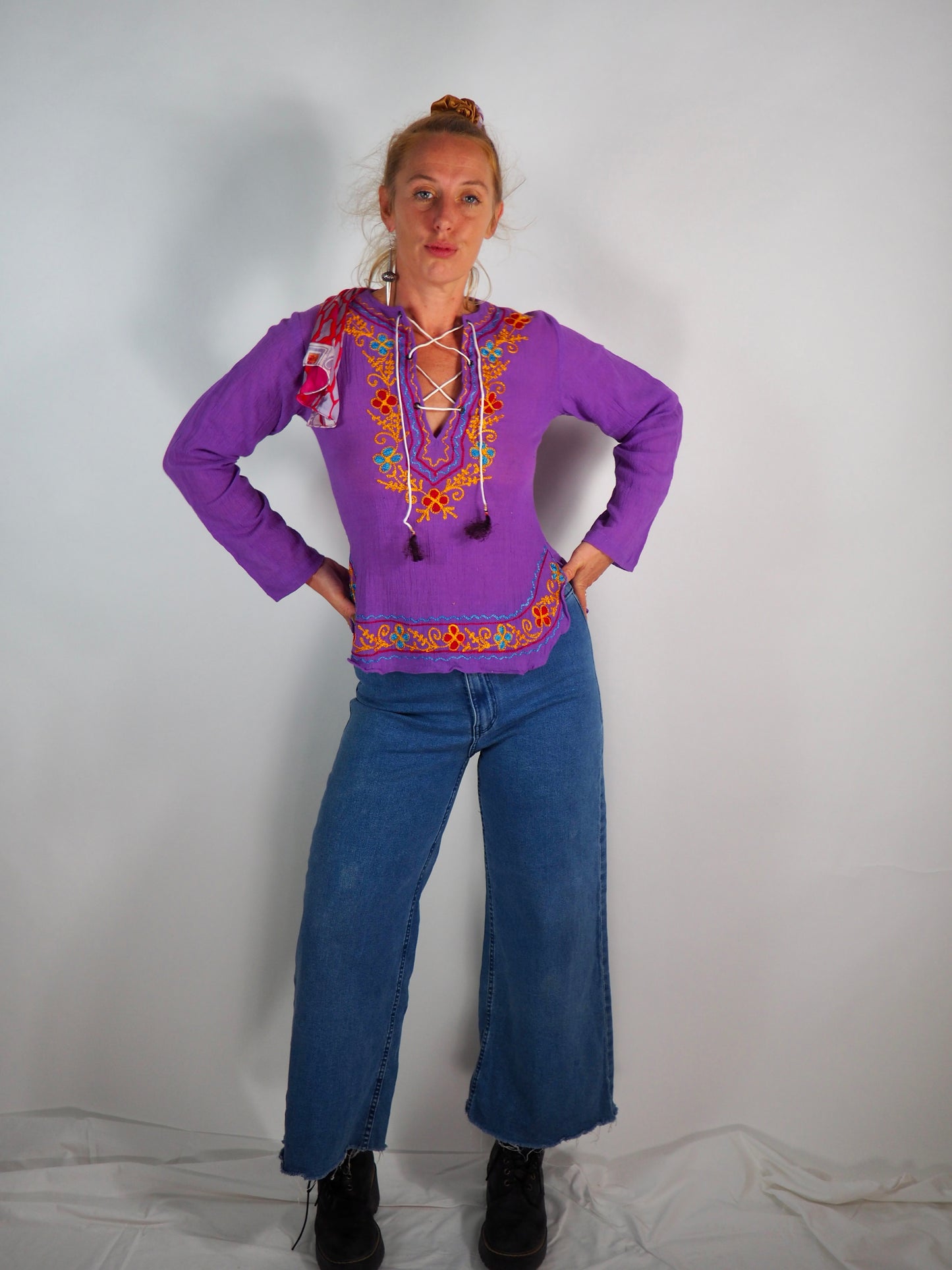 Vintage 1970s Indian Cotton Cheesecloth Blouse – Purple