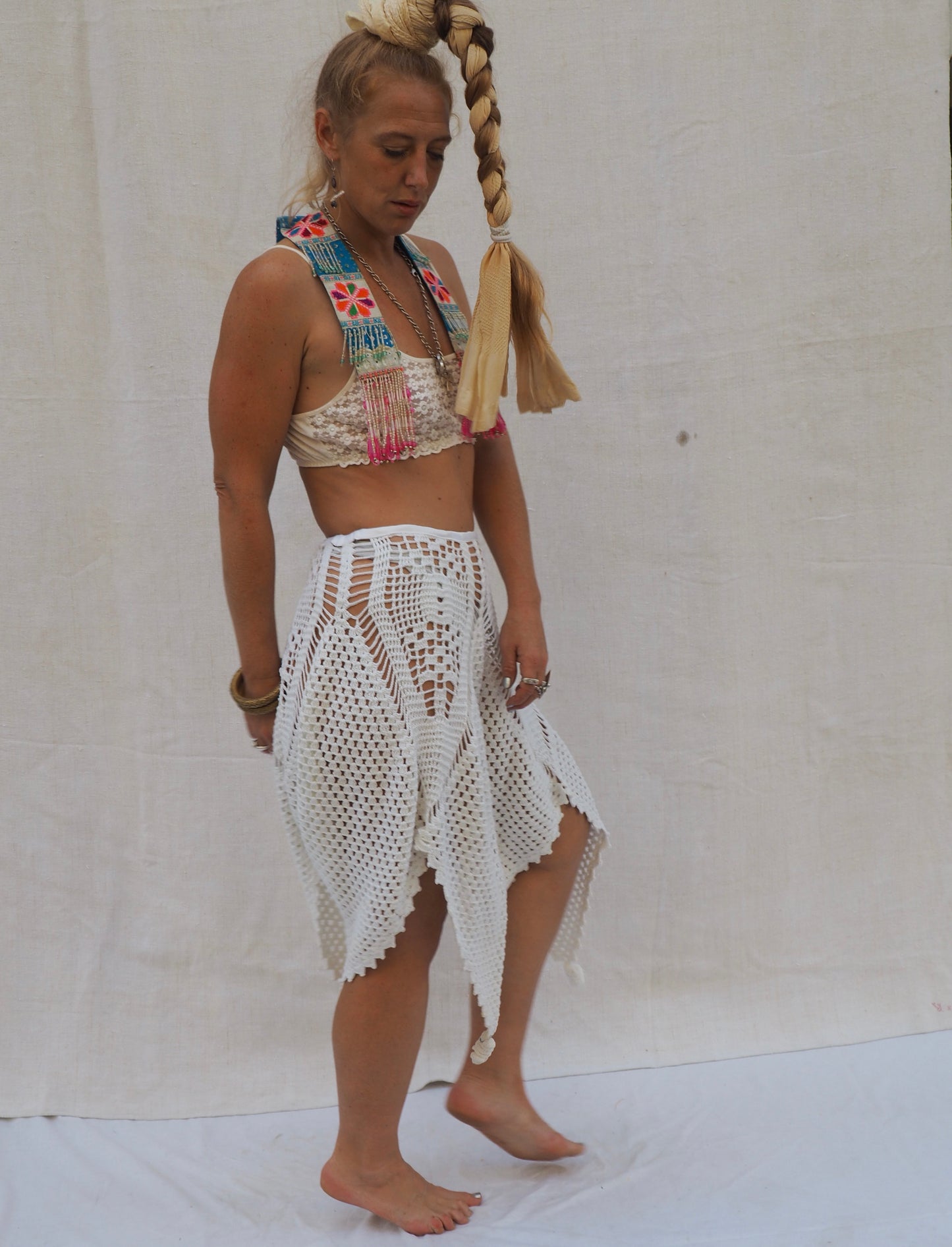 Up-cycled Vintage Crochet Skirt – Handmade by Vagabond Ibiza