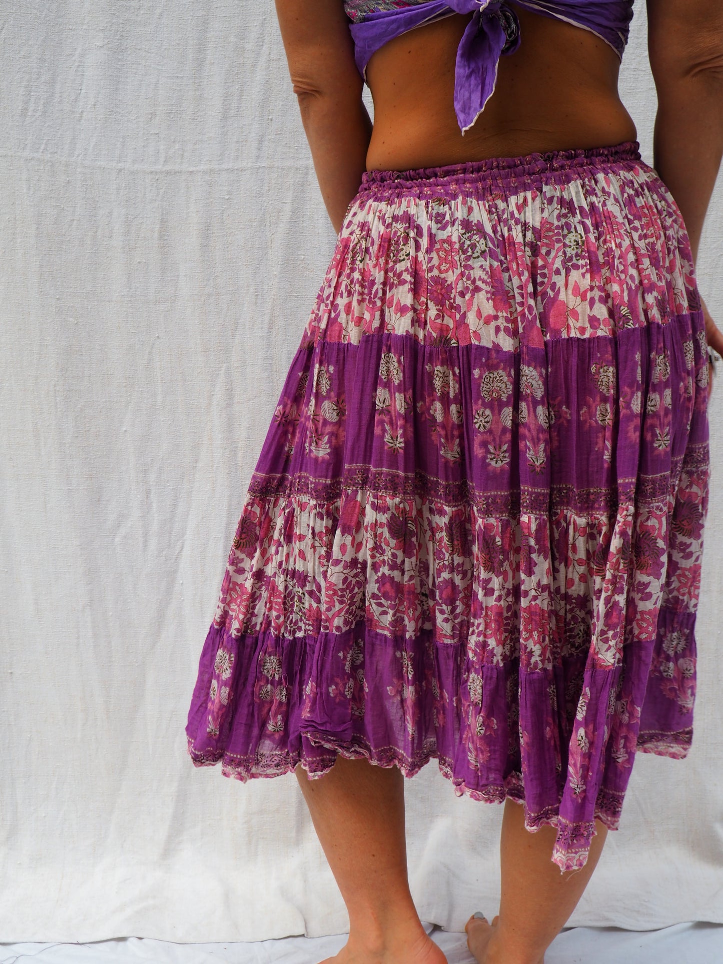 Vintage 1970s Indian Cotton Drawstring Skirt