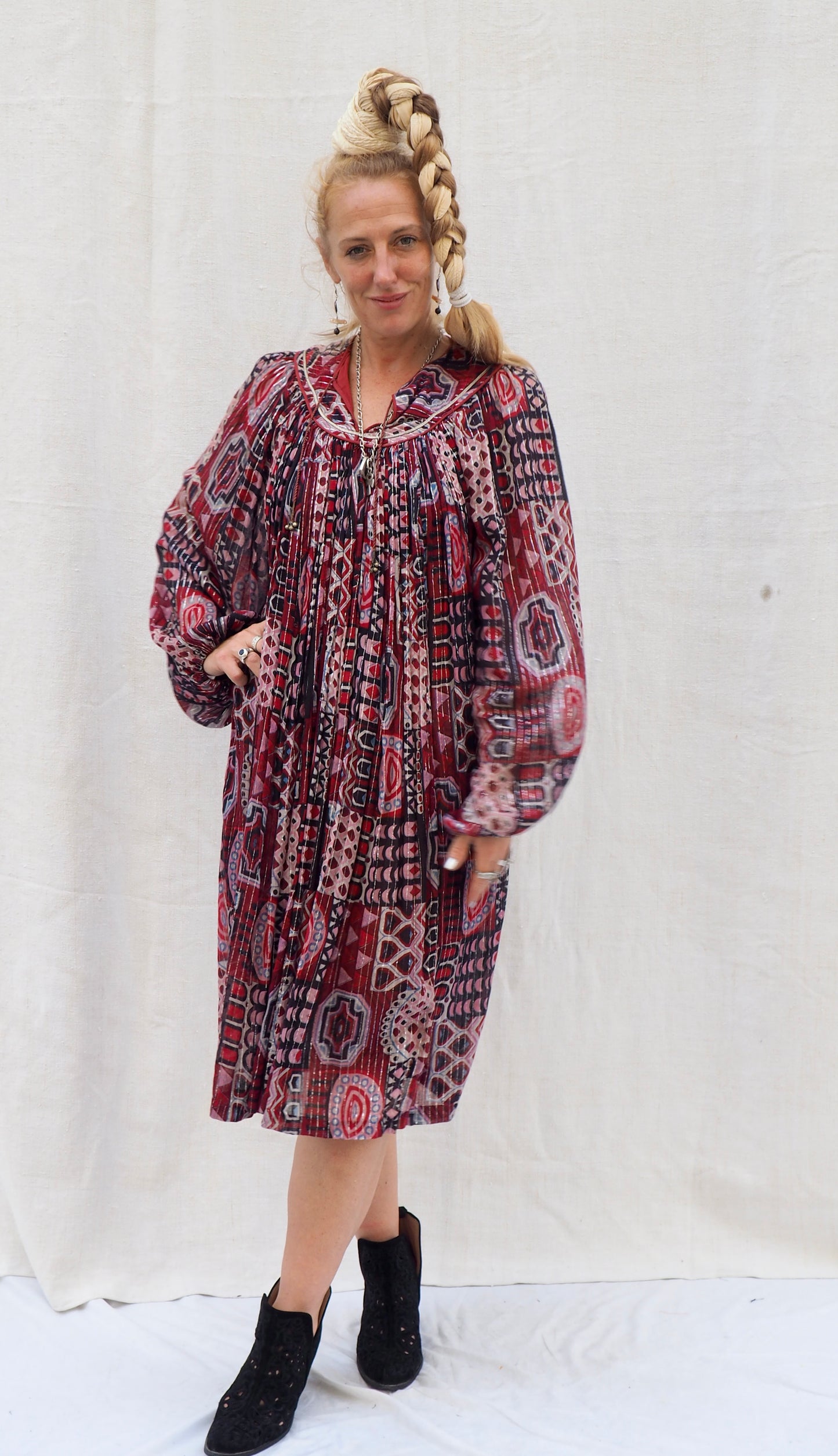 Vintage 1960s Indian Cotton Gauze Dress – Rare Bohemian Fine Cotton Garment, One-of-a-Kind