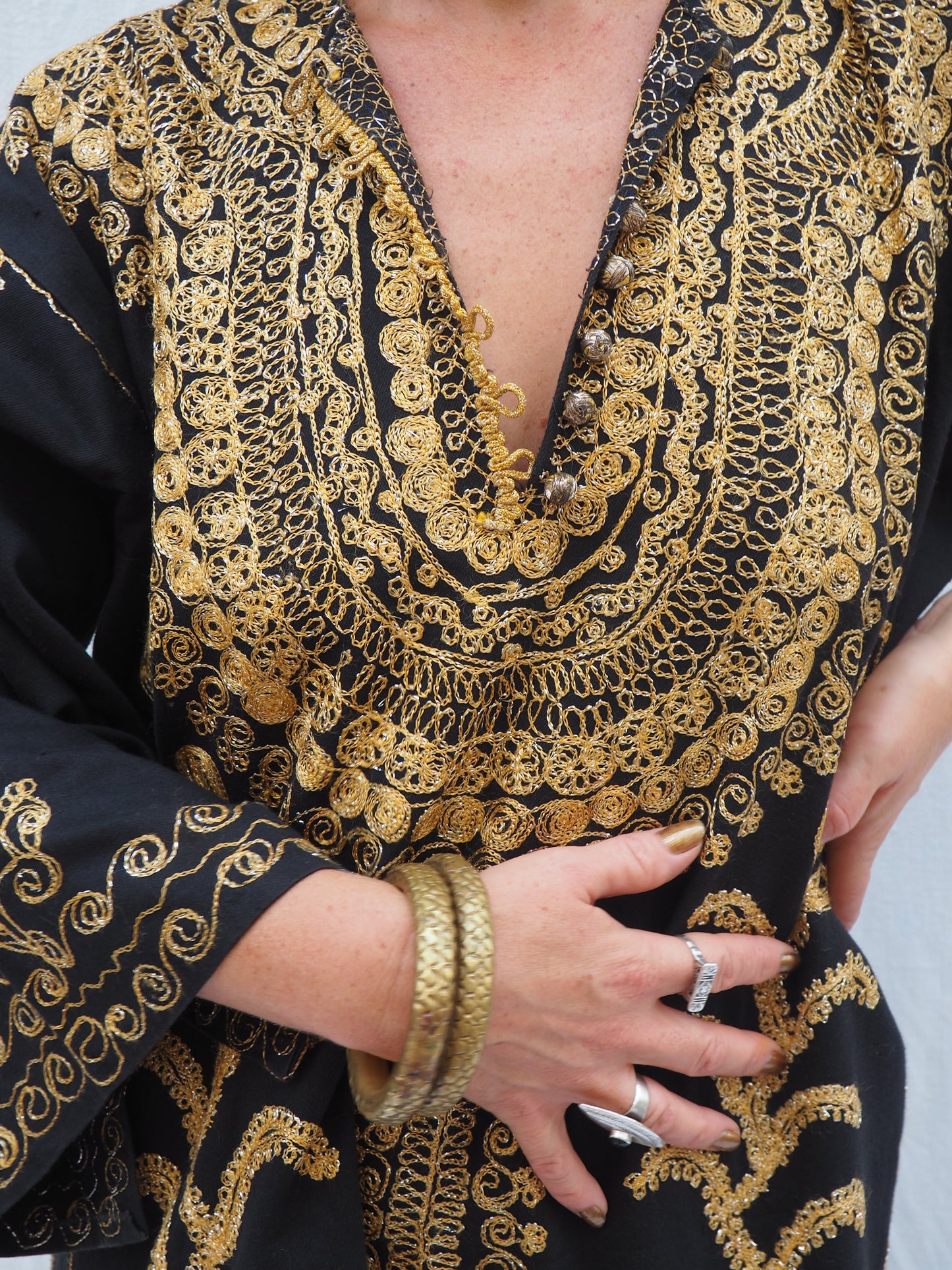 Vintage Moroccan Arabic Style Dress with Gold Embellishment