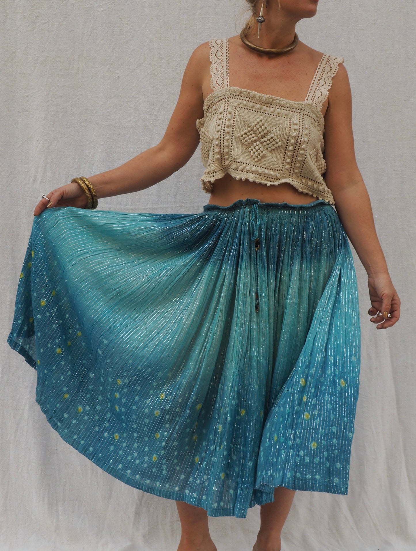 Vintage 1970s Indian Cotton Gauze Skirt