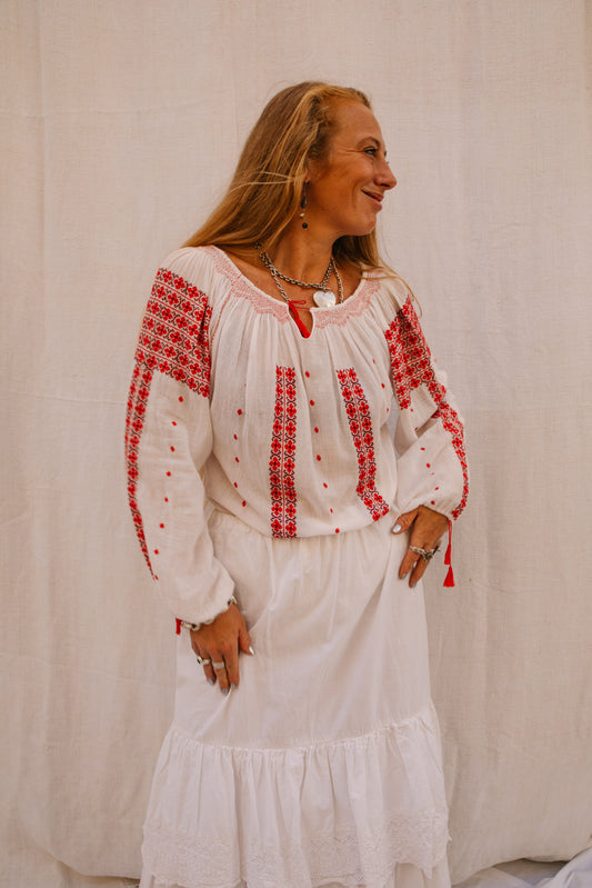 Vintage 1960s Eastern European Hand-Embroidered Blouse – From Vagabond Ibiza Archive