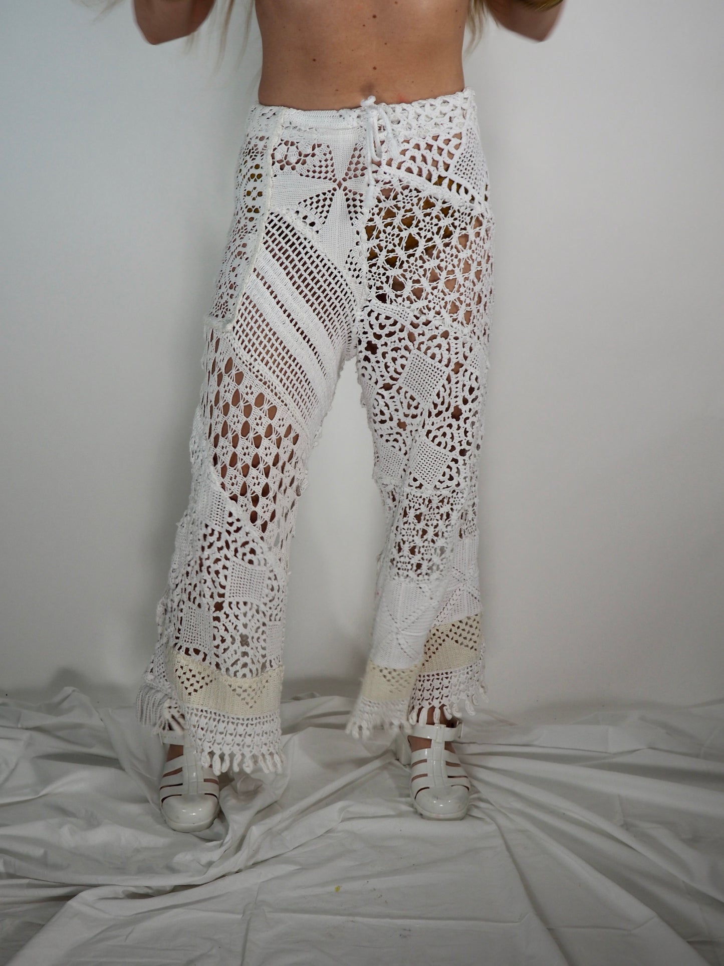 Introducing the *Handmade Patchwork Crochet Pants* by Vagabond Ibiza