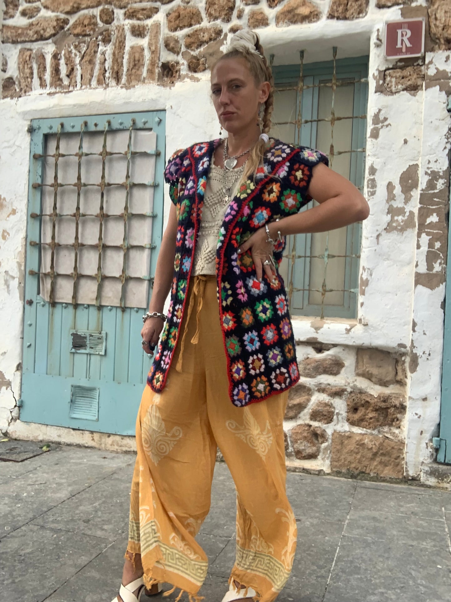 Up-cycled Vintage Wool Crochet Waistcoat – Handmade by Vagabond Ibiza