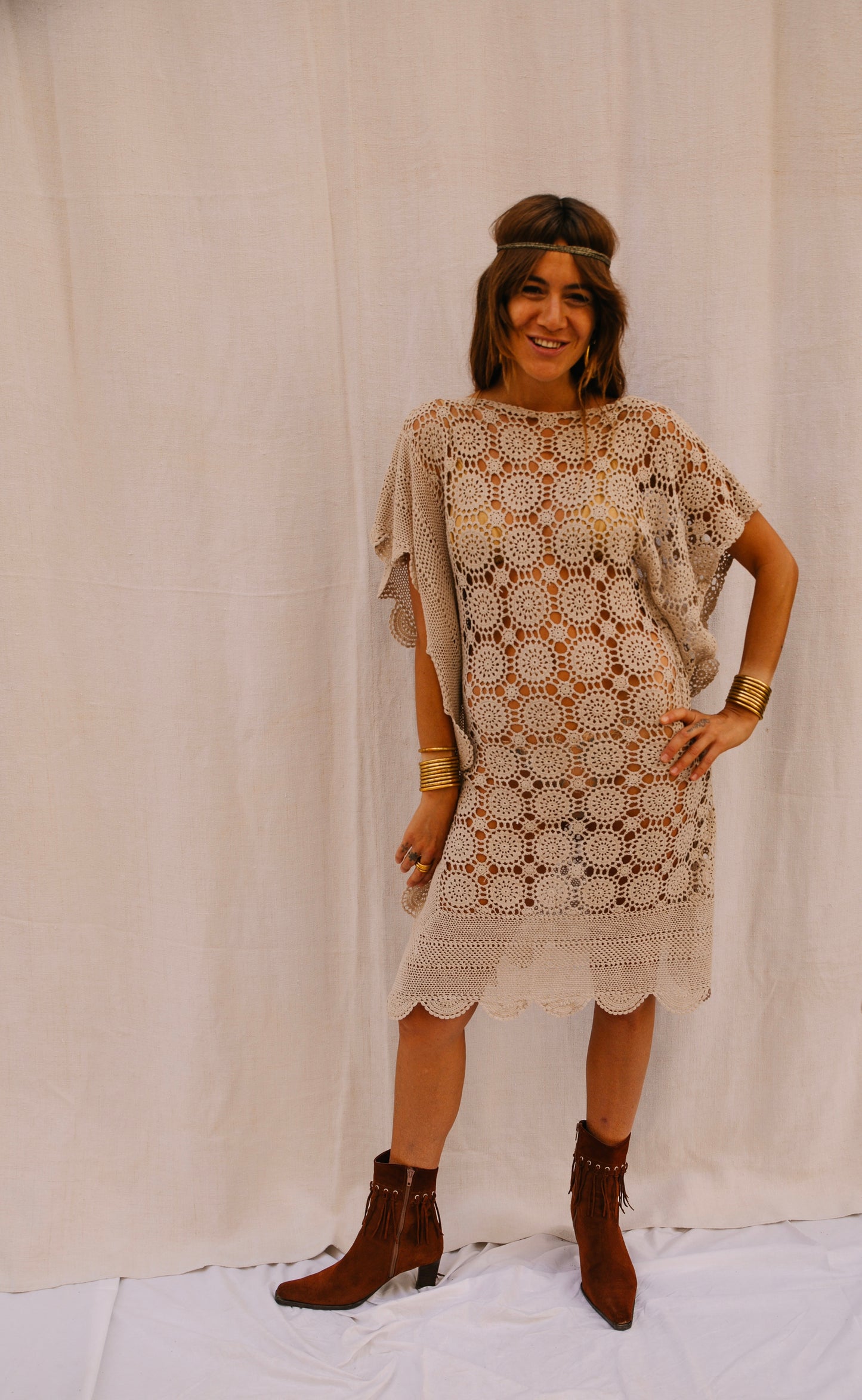 Vintage Handmade Crochet Kaftan Dress – Made by Vagabond Ibiza