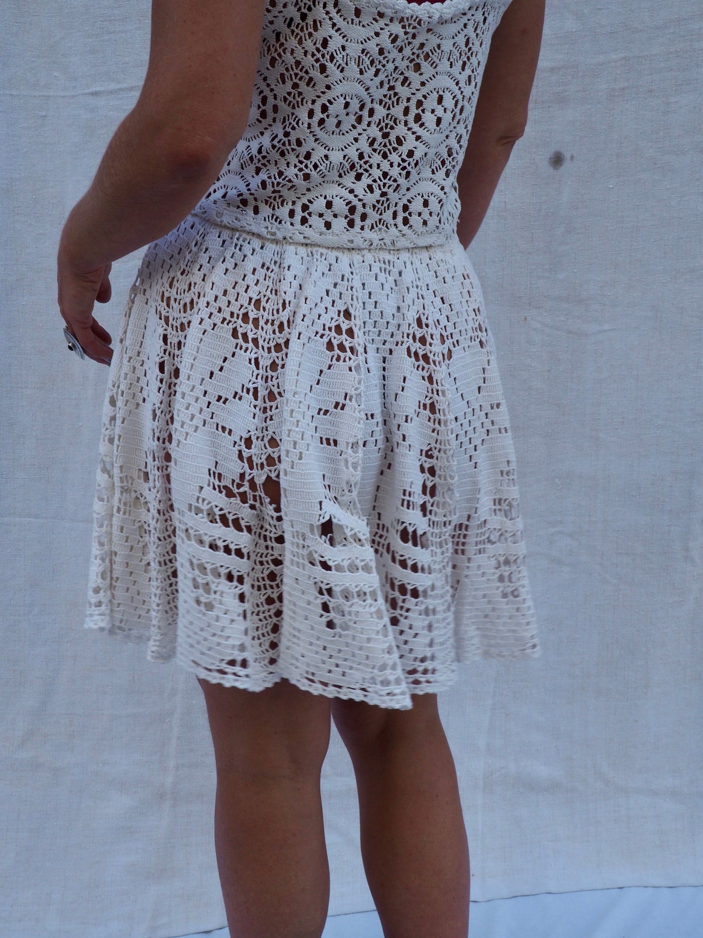 Up-cycled Vintage Crochet Skirt – Handmade Bohemian Style