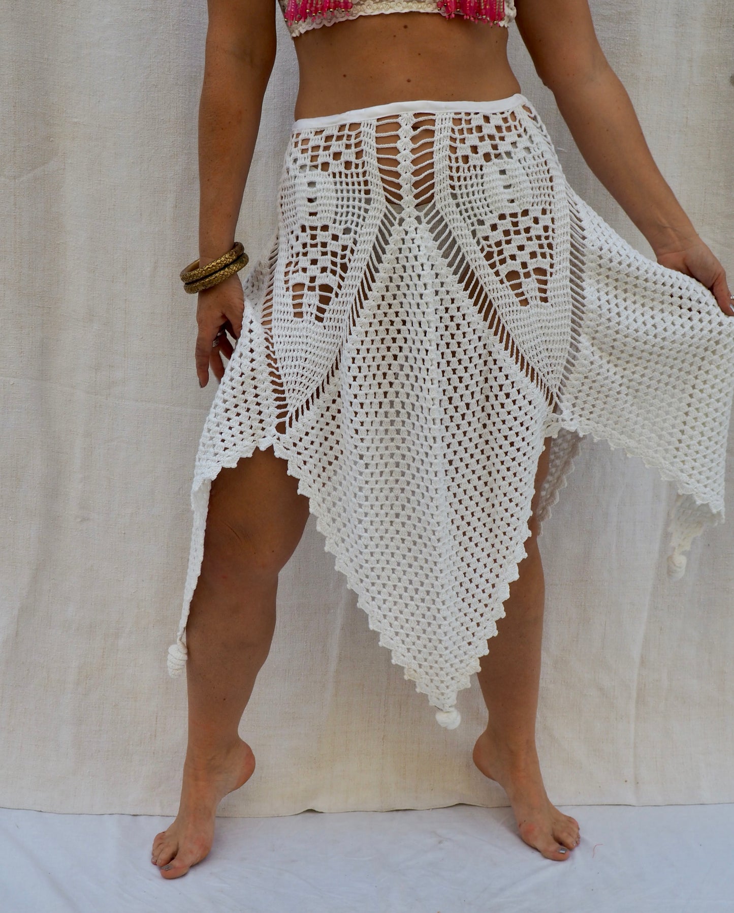 Up-cycled Vintage Crochet Skirt – Handmade by Vagabond Ibiza