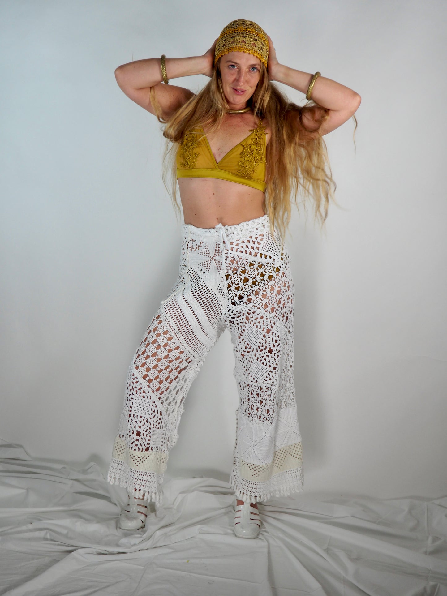 Introducing the *Handmade Patchwork Crochet Pants* by Vagabond Ibiza