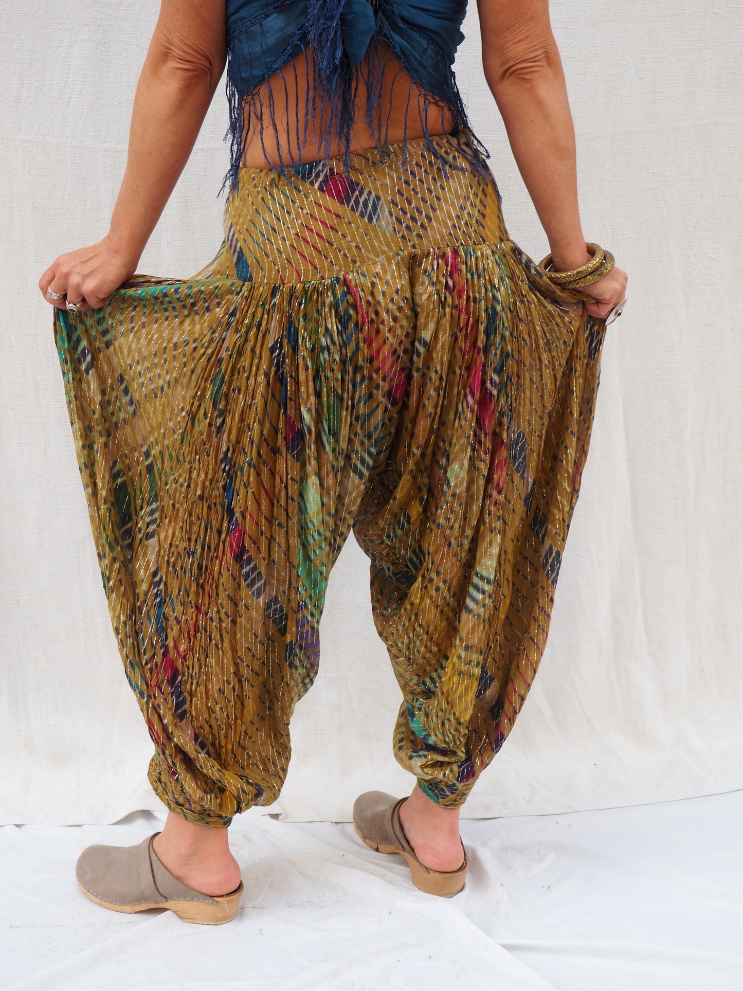 Vintage Indian Harem Pants with Silver Detailing