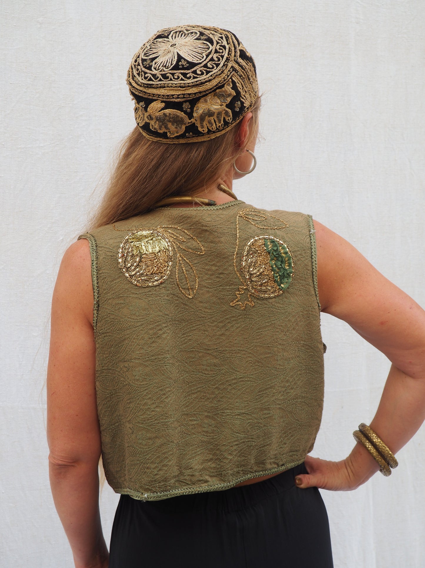 Vintage 1970s Embroidered Patch Waistcoat