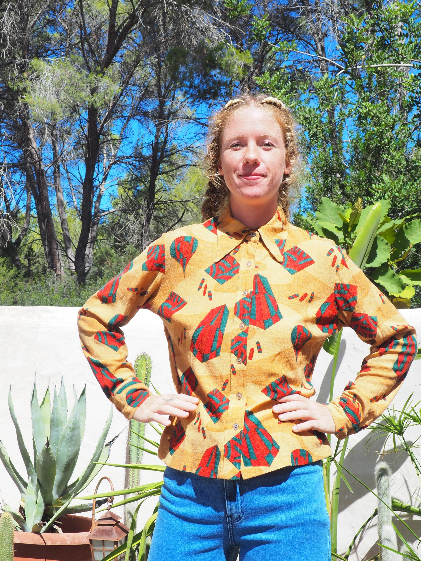 Vintage 1970’s abstract printed shirt with oversized collar