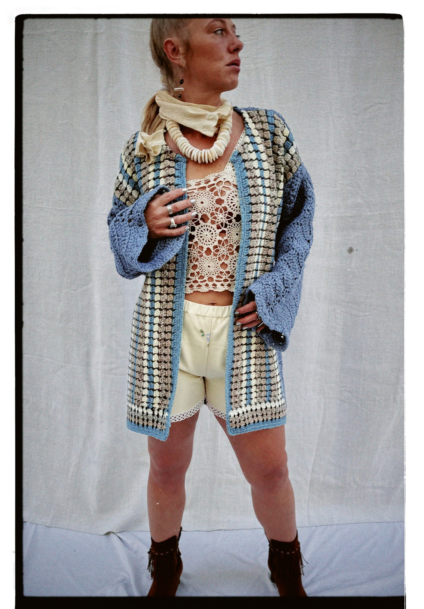 Up-cycled Vintage Crochet Wool Jacket – Handmade by Vagabond Ibiza