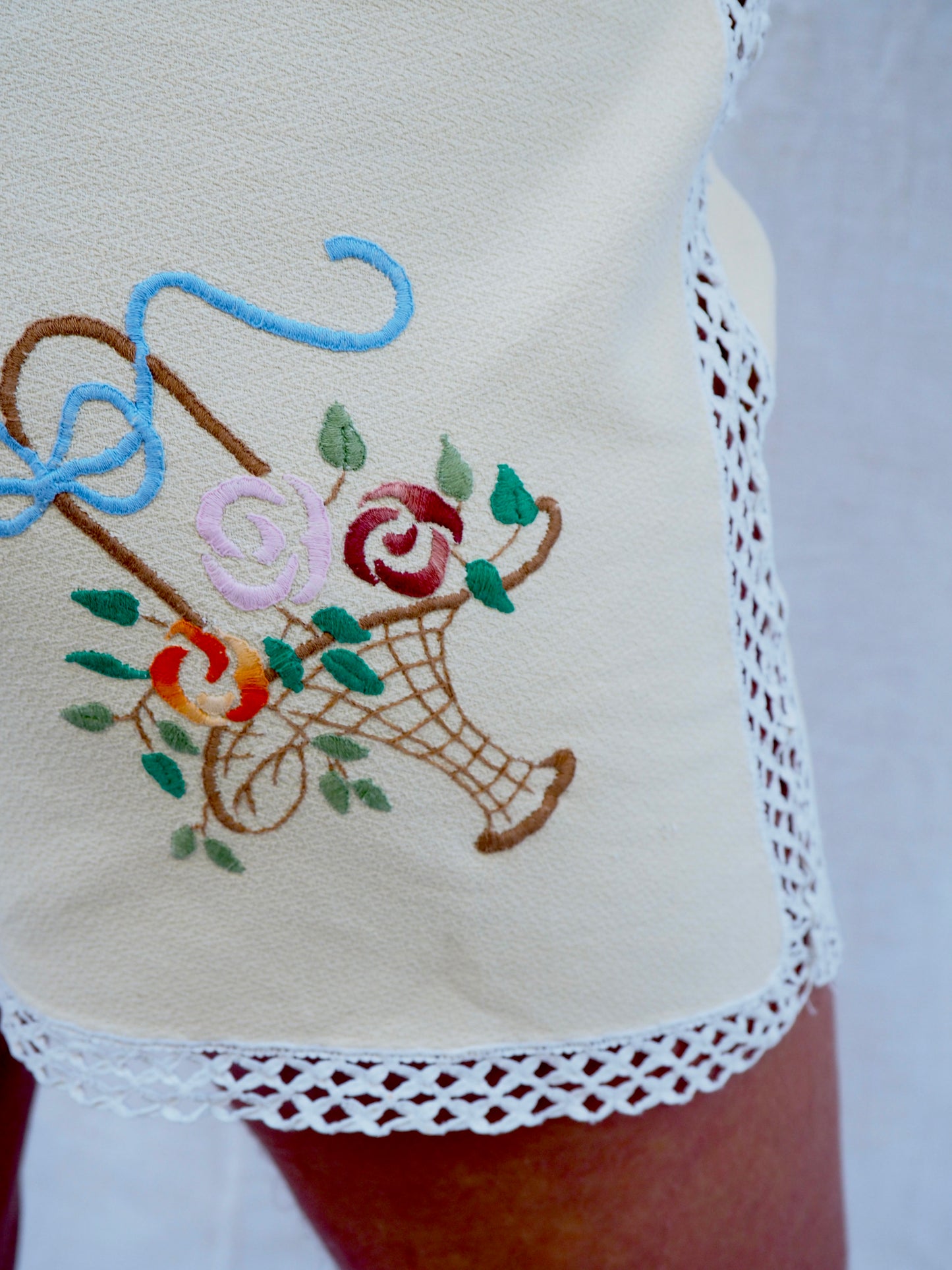 Up-cycled Vintage 1950s Hand-Embroidered Floral Shorts – Handmade by Vagabond Ibiza