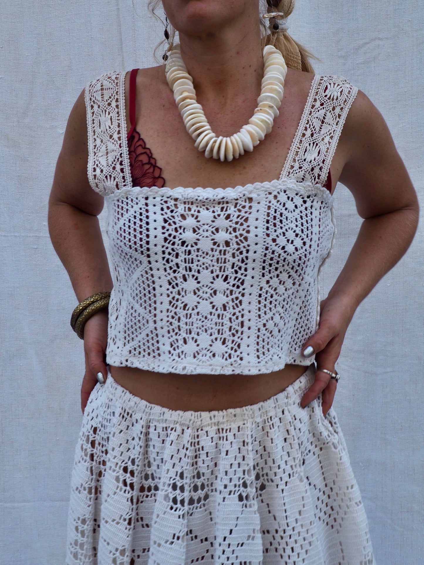 Up-cycled Vintage Crochet Crop Top – Handmade Bohemian Style