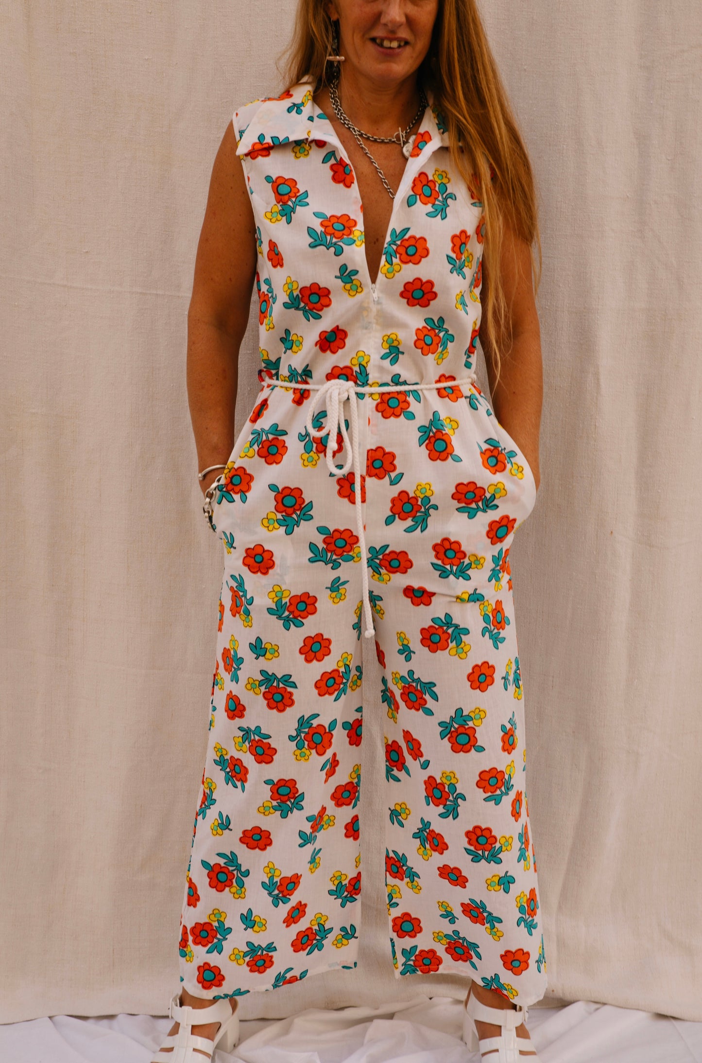 Up-cycled Retro Floral Jumpsuit – Made by Vagabond Ibiza