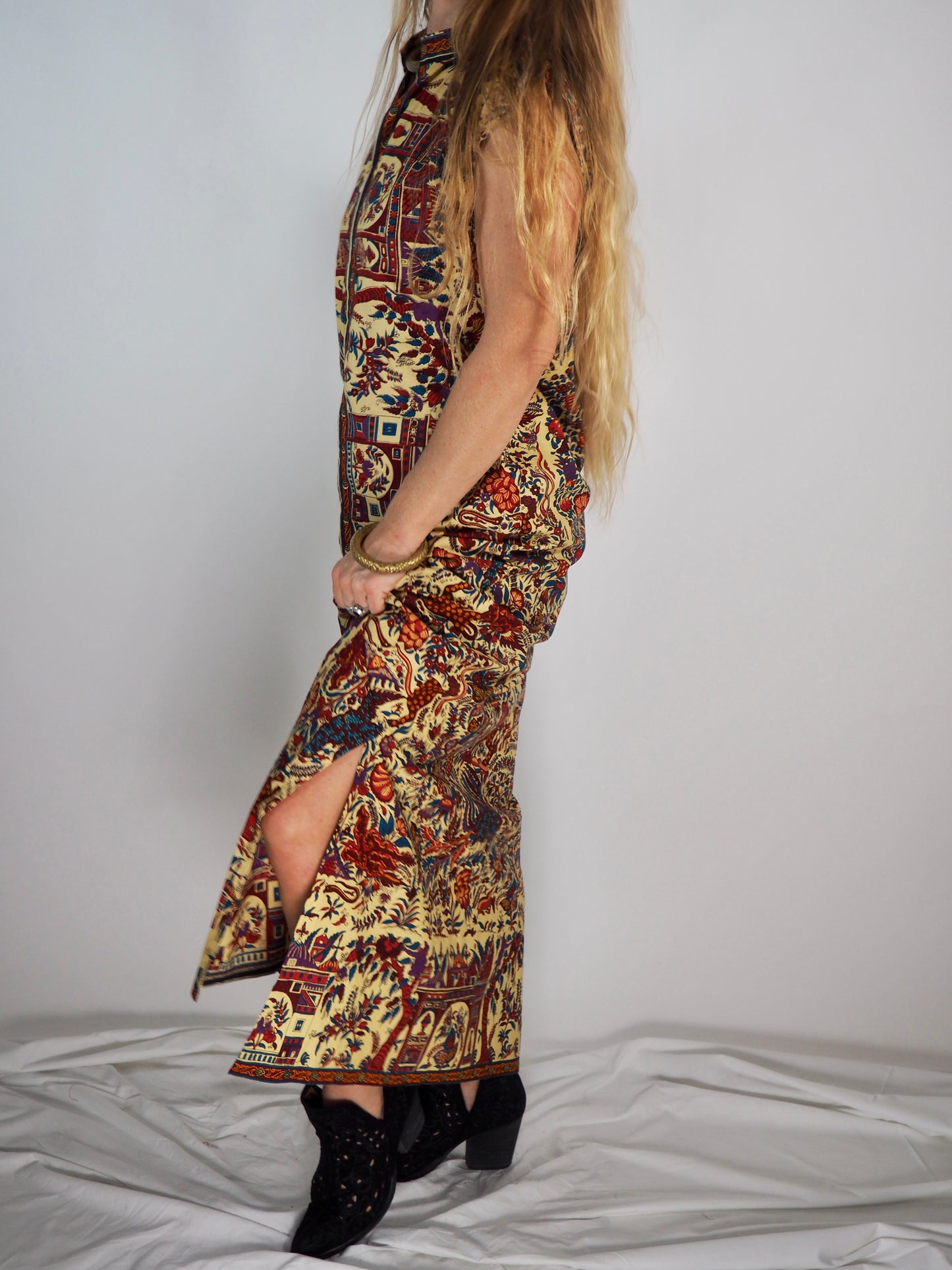 Vintage 1970s Printed Cotton Dress with bold print