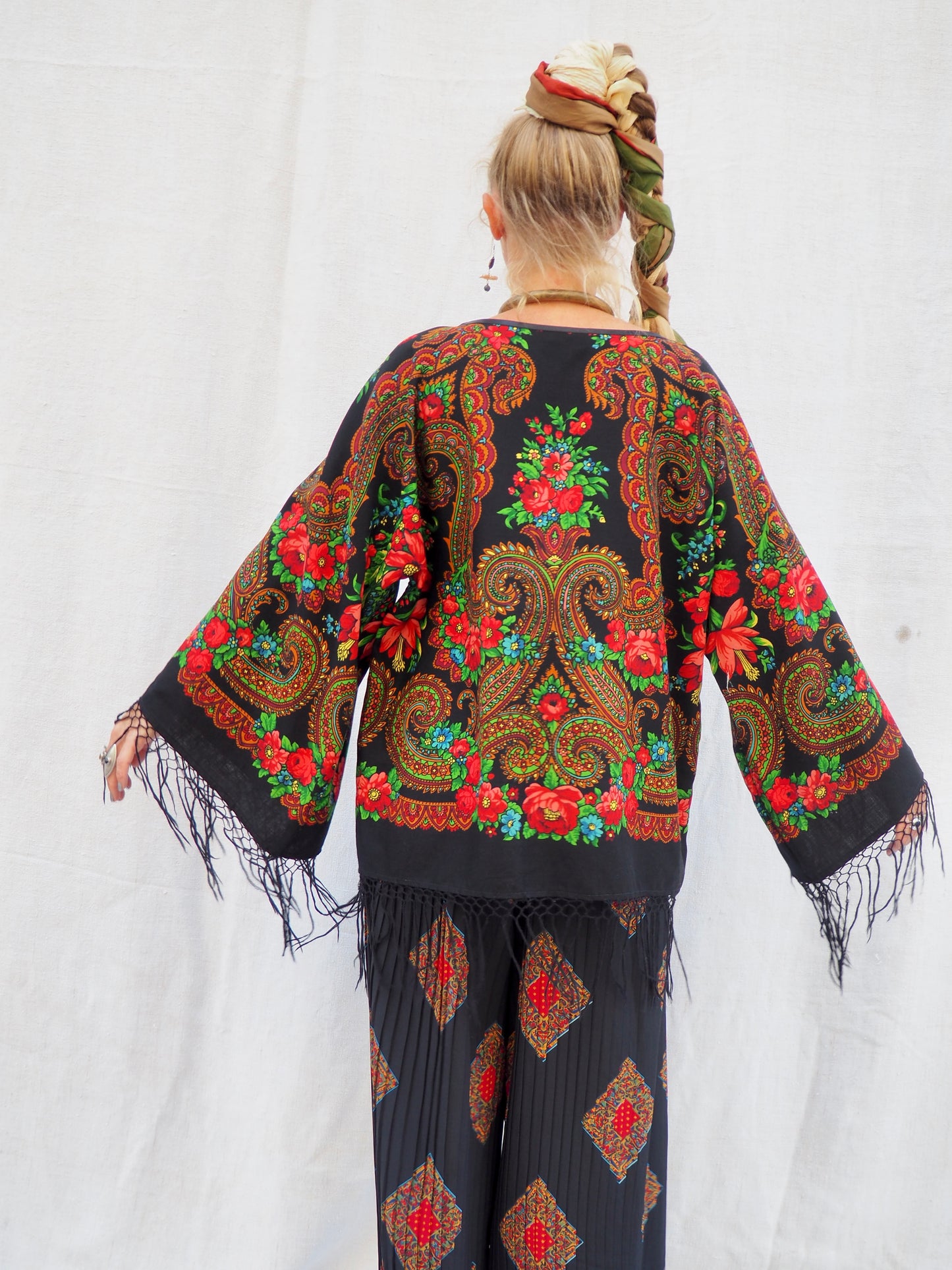 Up-cycled Vintage Eastern European Wool Shawl Dress/Top – Handmade by Vagabond Ibiza