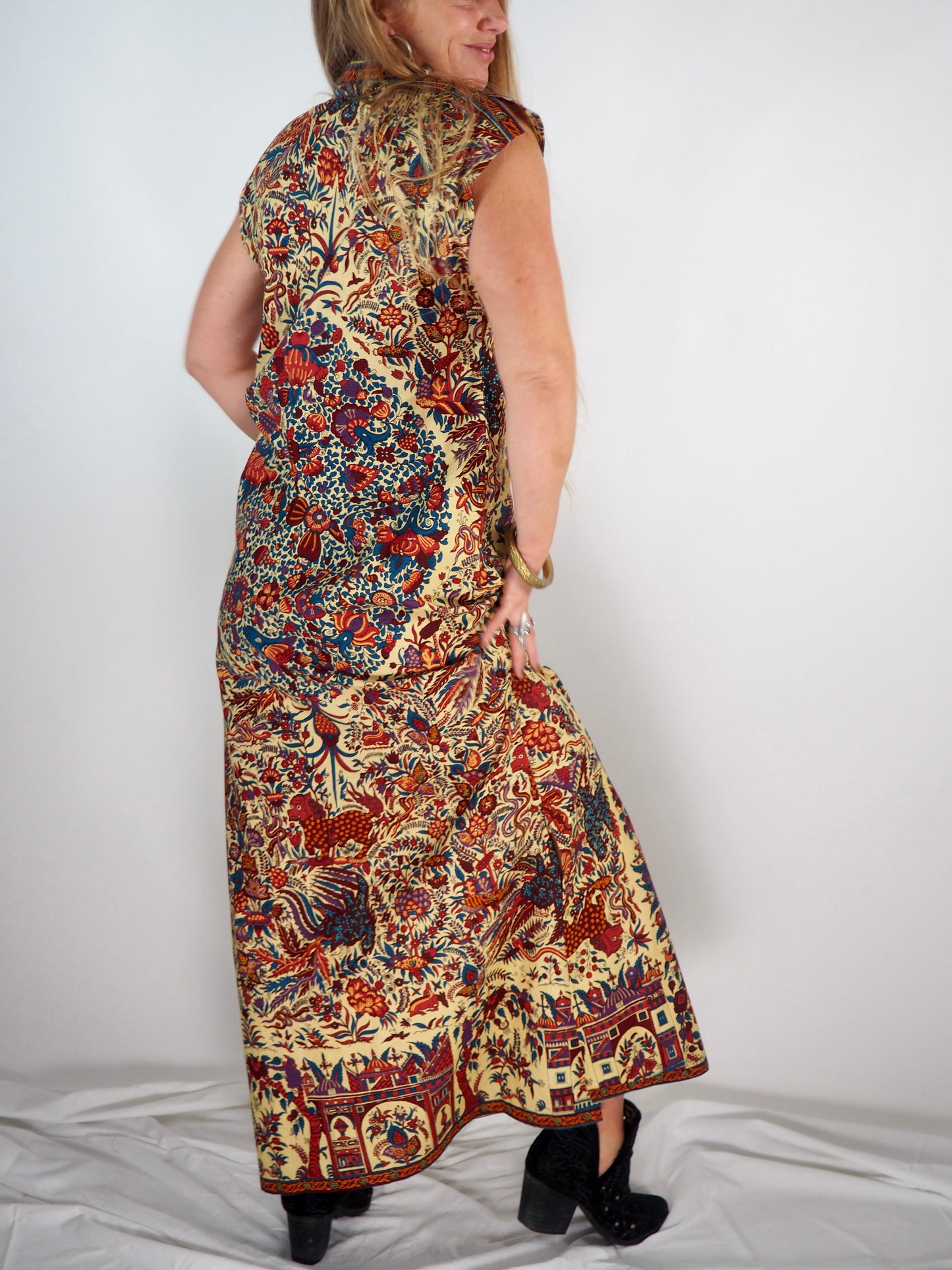 Vintage 1970s Printed Cotton Dress with bold print