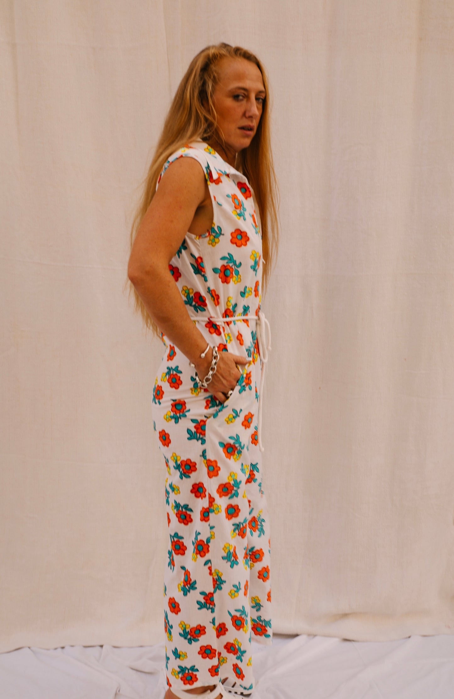 Up-cycled Retro Floral Jumpsuit – Made by Vagabond Ibiza