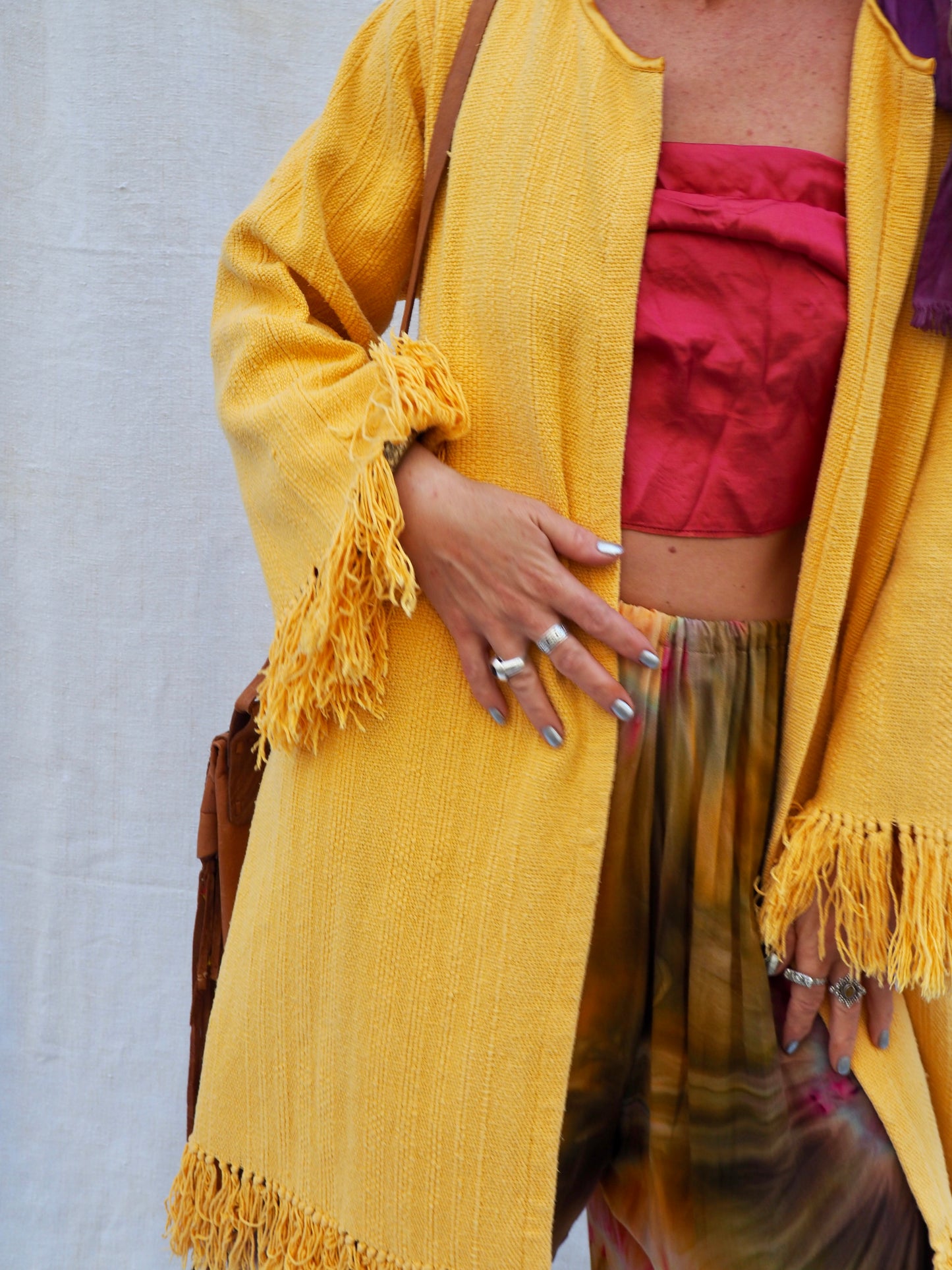 Up-cycled Vintage Cotton Jacket with Tassel Trim – Handmade Bohemian Style