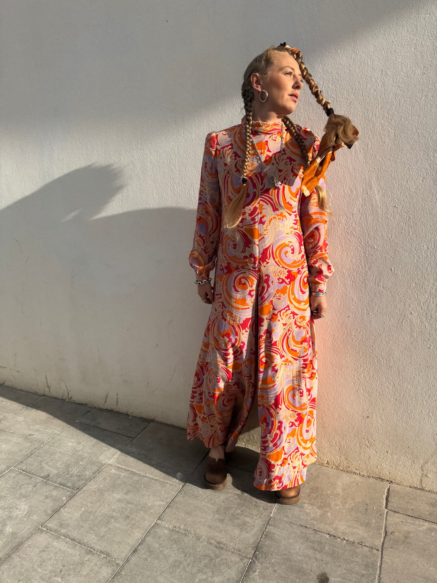 Vintage 1960s/1970s Pure Silk Jumpsuit – Hand-Stitched, Lined, One-of-a-Kind Rarity