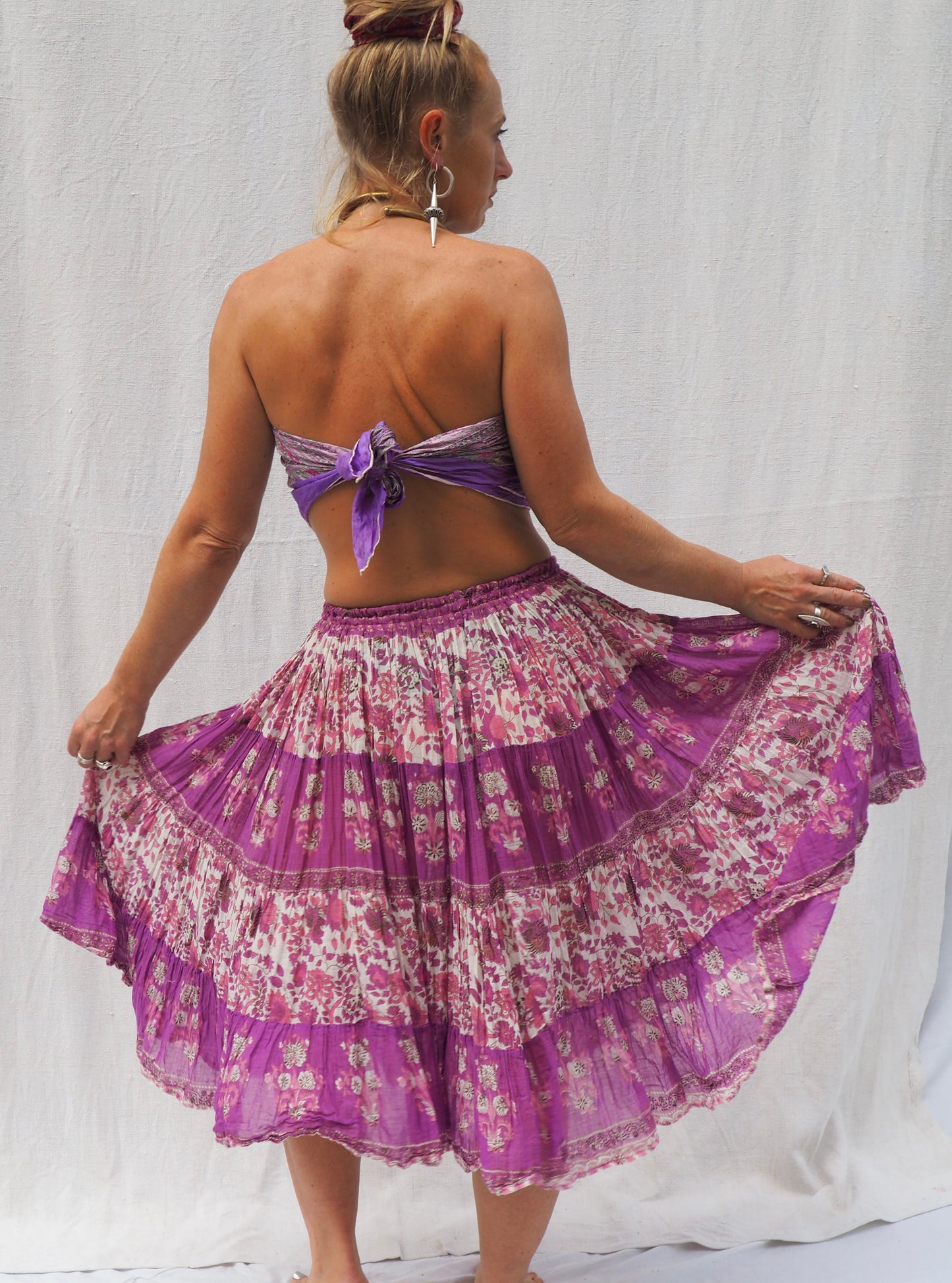 Vintage 1970s Indian Cotton Drawstring Skirt