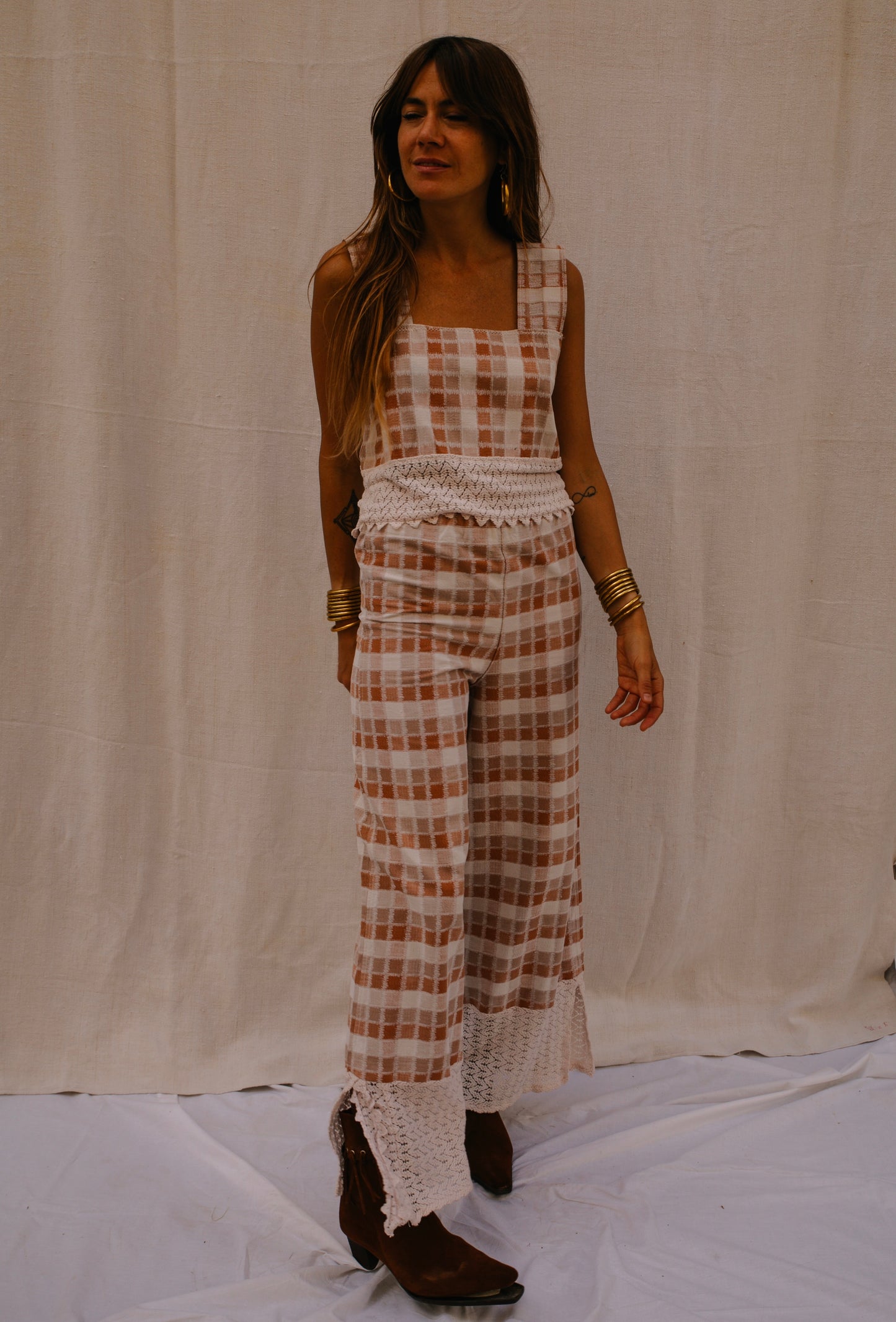 Handmade Two-Piece cotton Set with Lace Detailing by Vagabond Ibiza