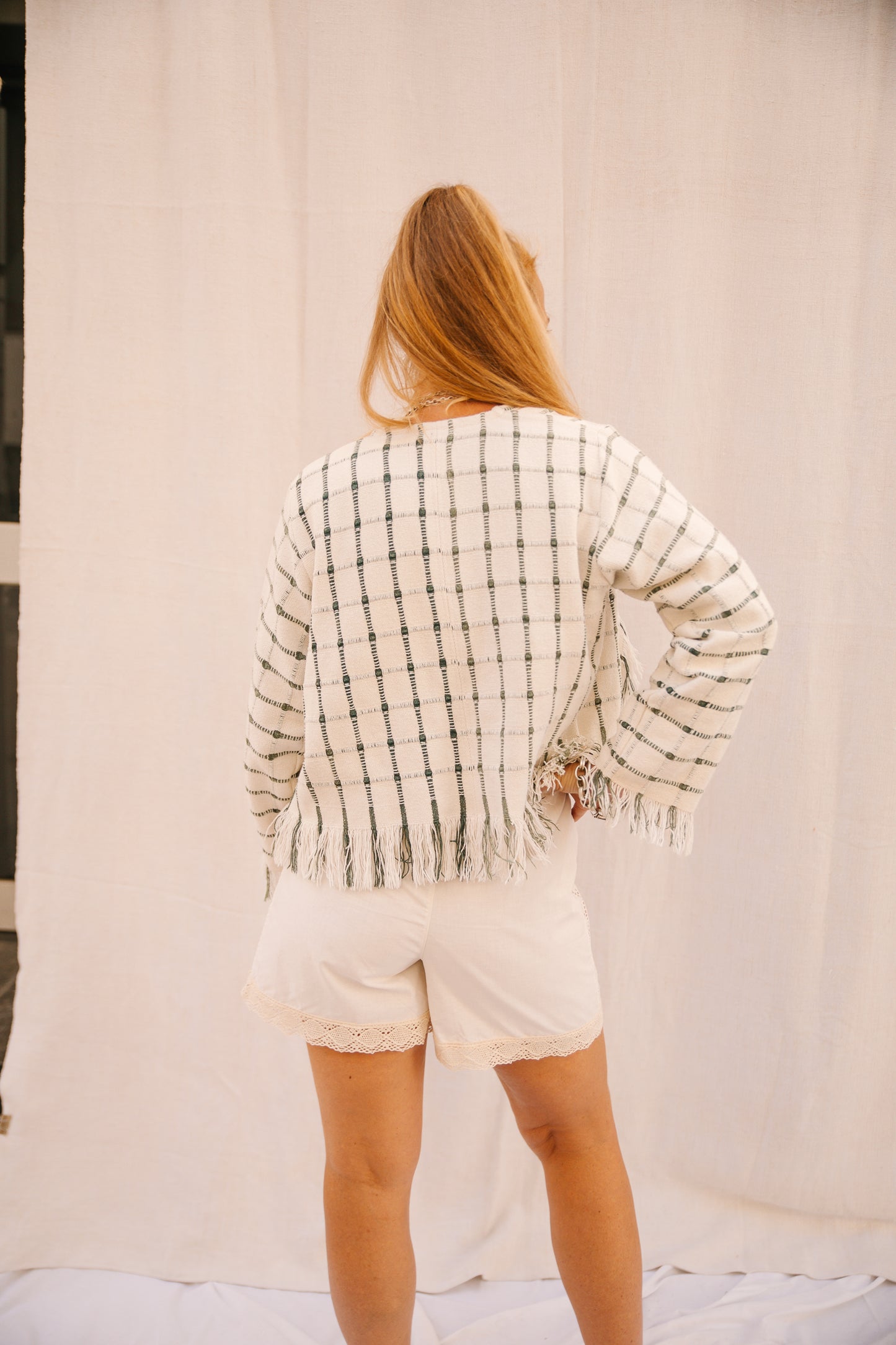 Up-cycled Cropped Woven Jacket – Handmade by Vagabond Ibiza