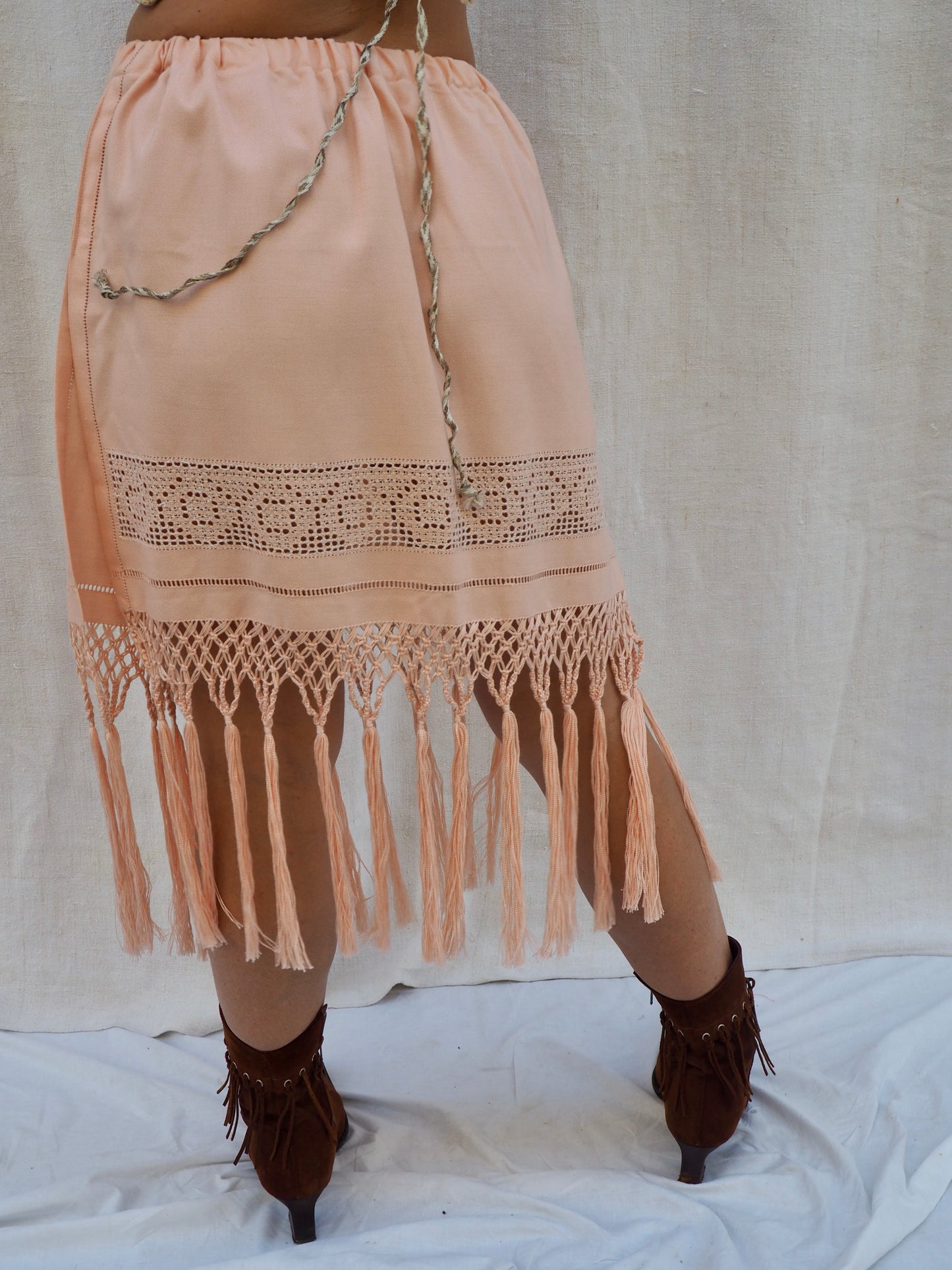 Up-cycled Vintage 1950s Tassel Trim Skirt – Handmade by Vagabond Ibiza