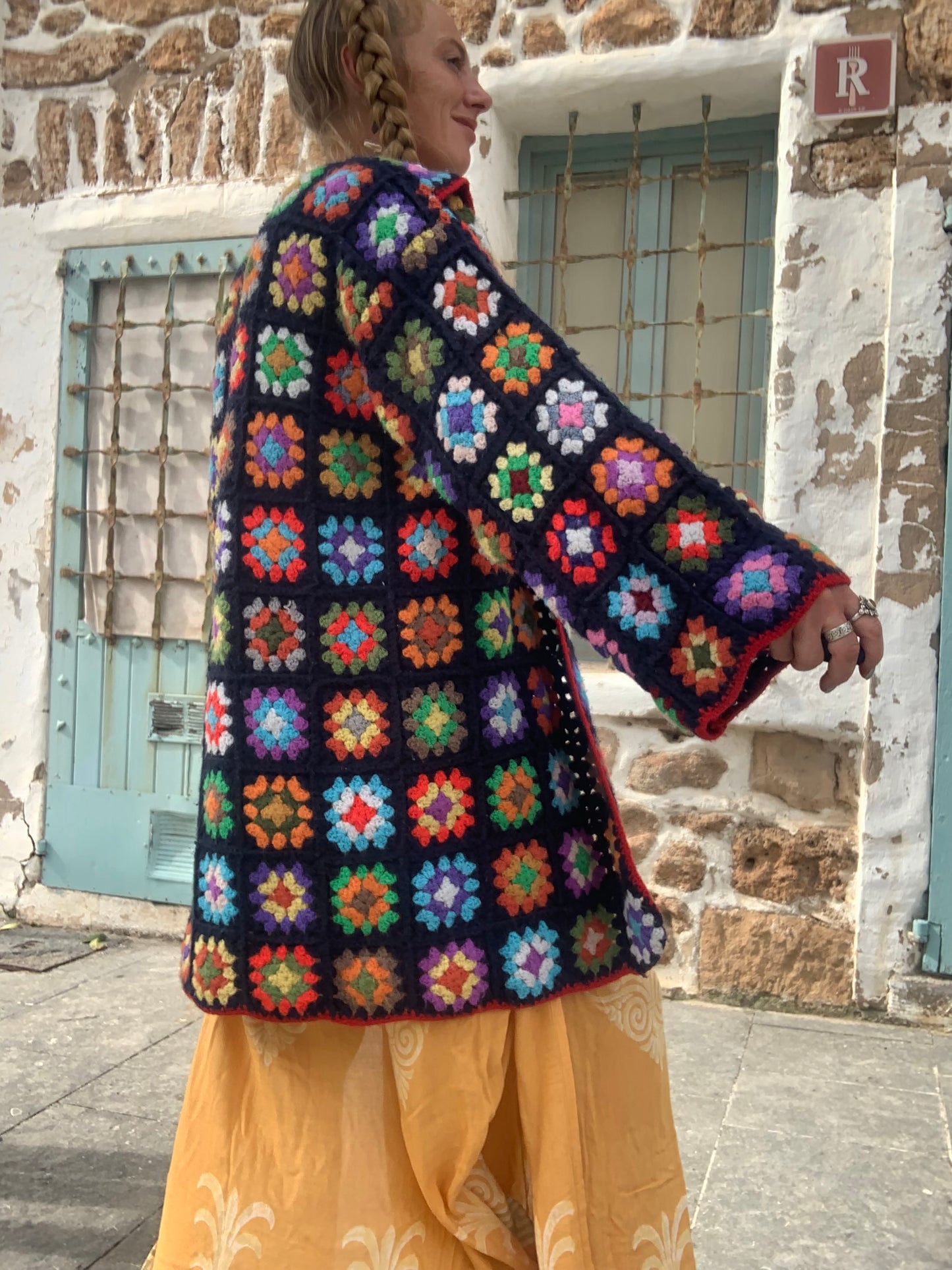 Upcycled Vintage Wool Crochet Jacket – Handmade by Vagabond Ibiza