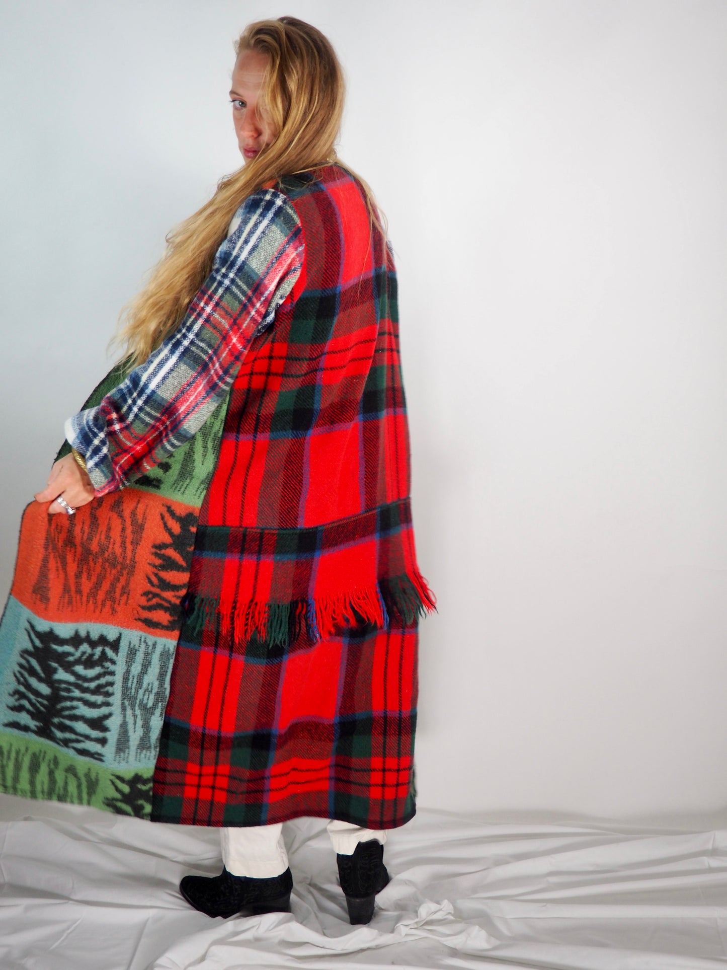 Vintage 1970s Upcycled Wall Blanket Coat by Vagabond Ibiza