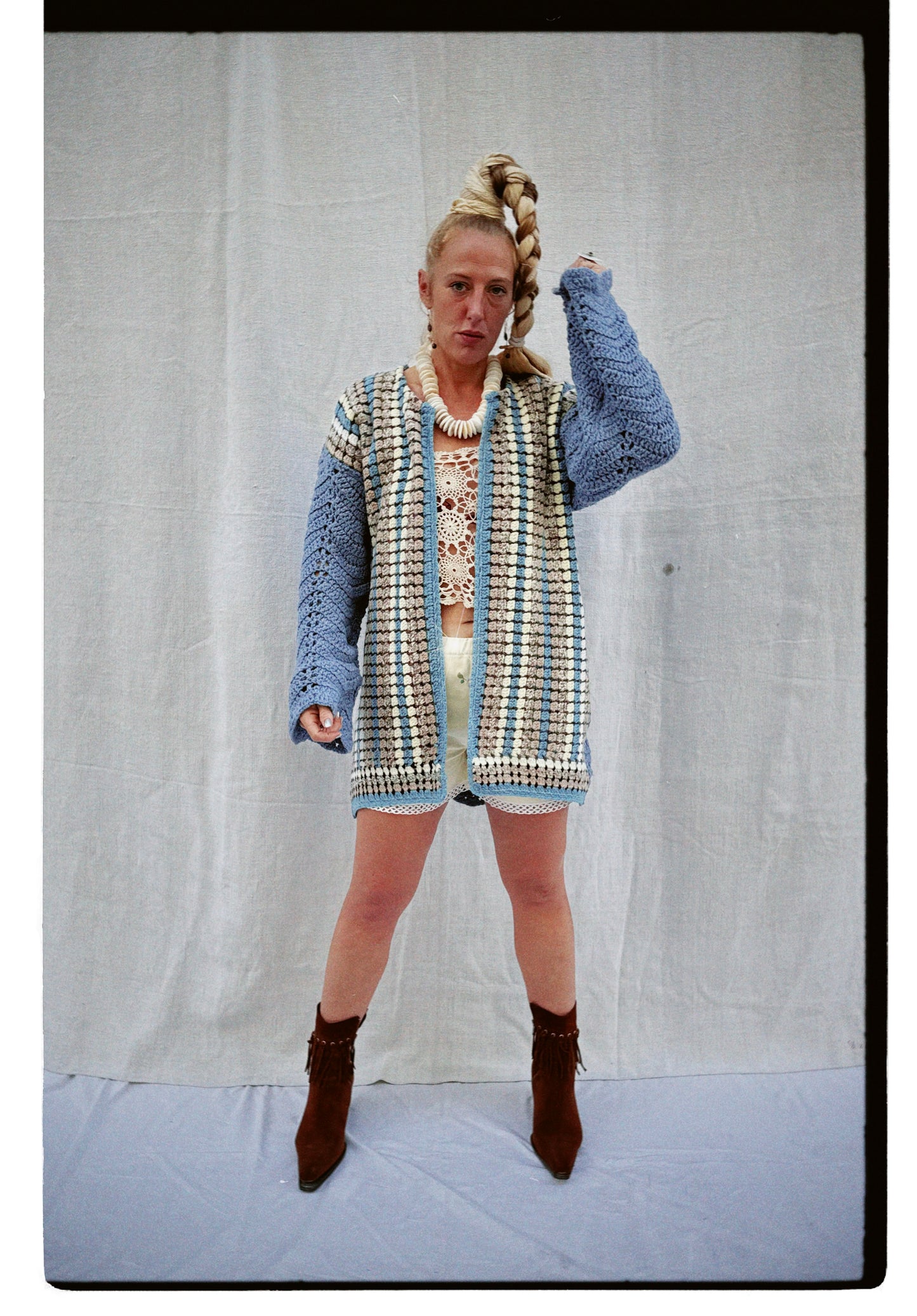 Up-cycled Vintage Crochet Wool Jacket – Handmade by Vagabond Ibiza