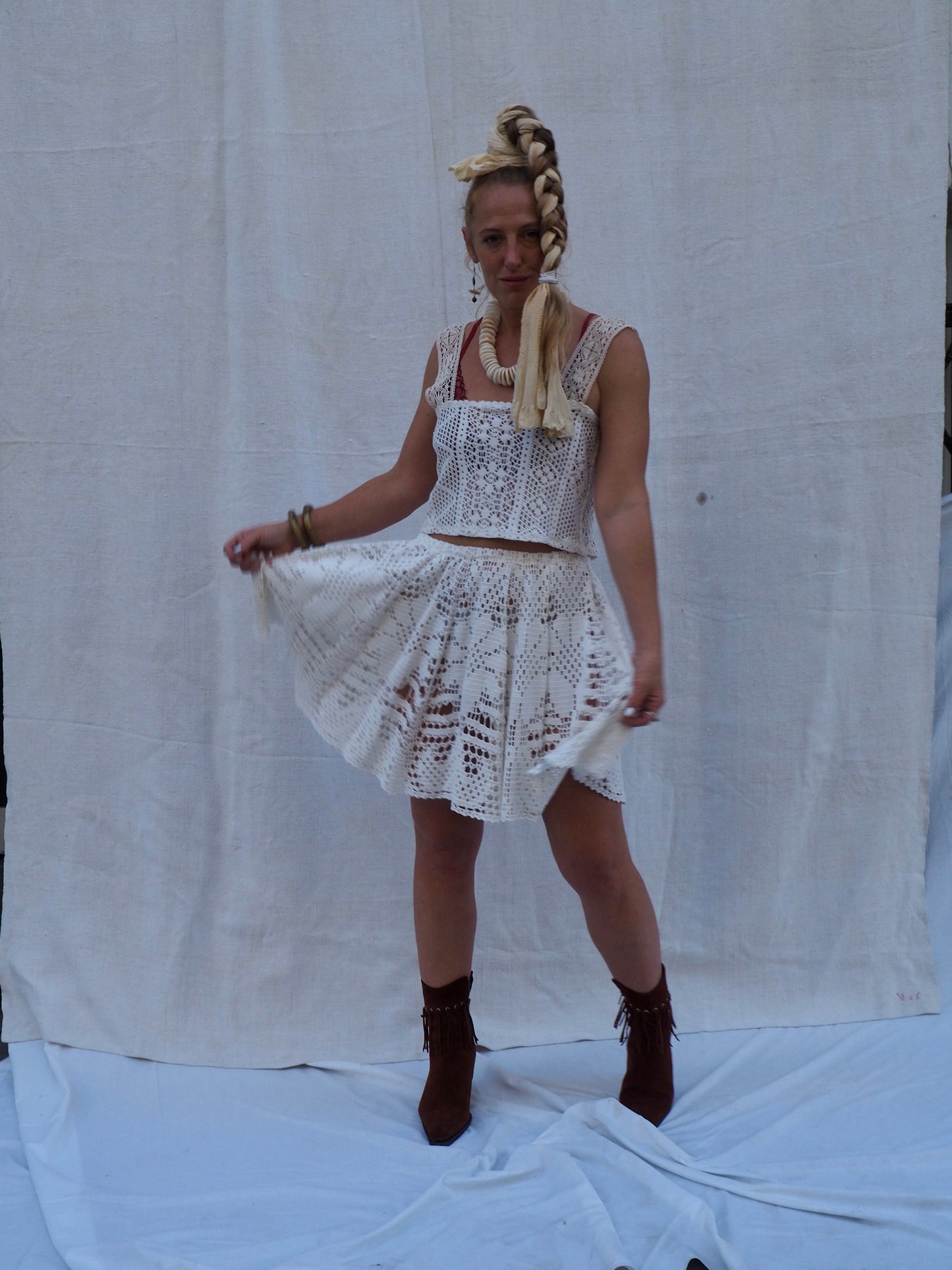 Up-cycled Vintage Crochet Skirt – Handmade Bohemian Style