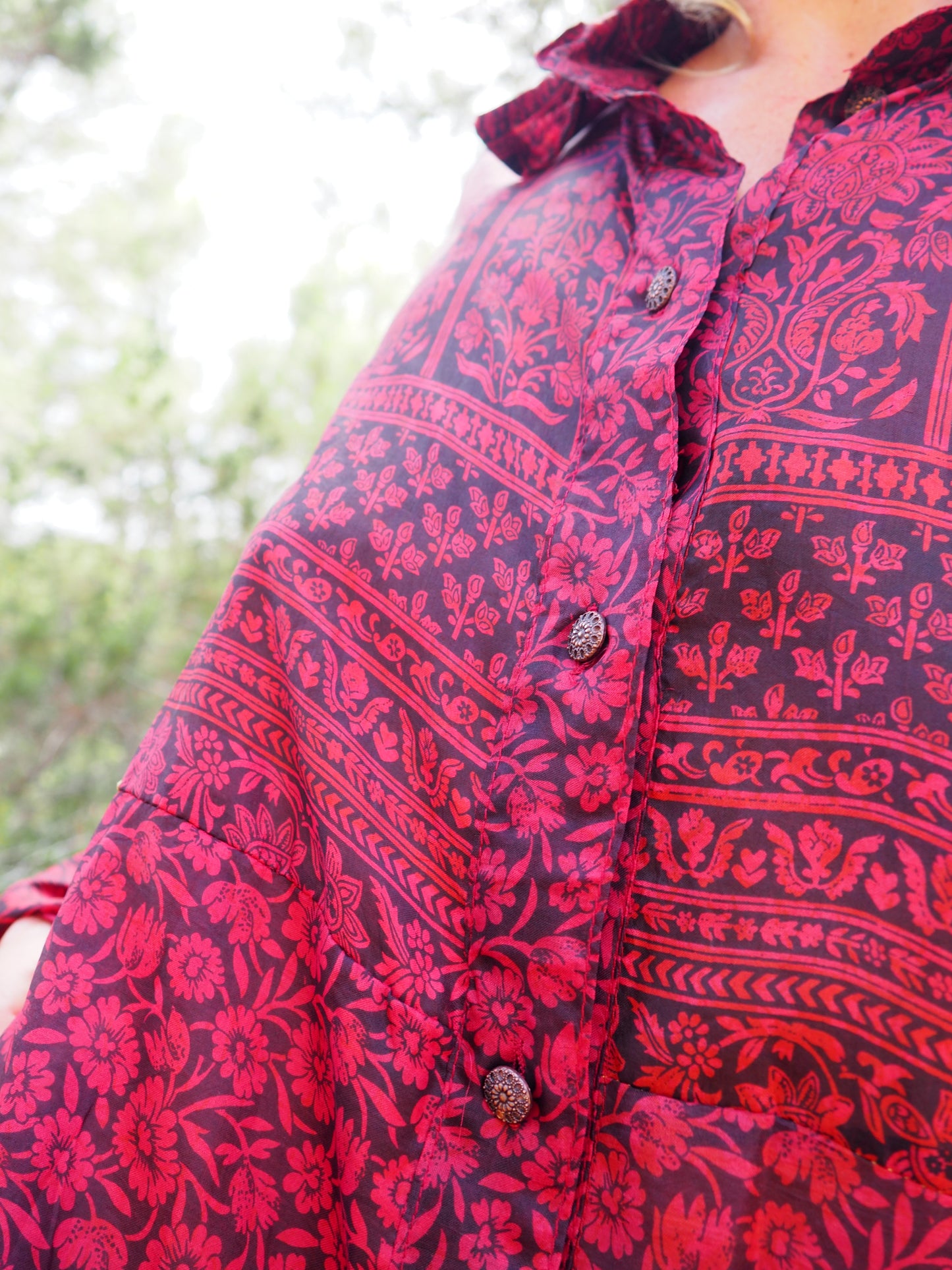 Vintage Indian sari dress with oversized sleeves up-cycled by Vagabond Ibiza