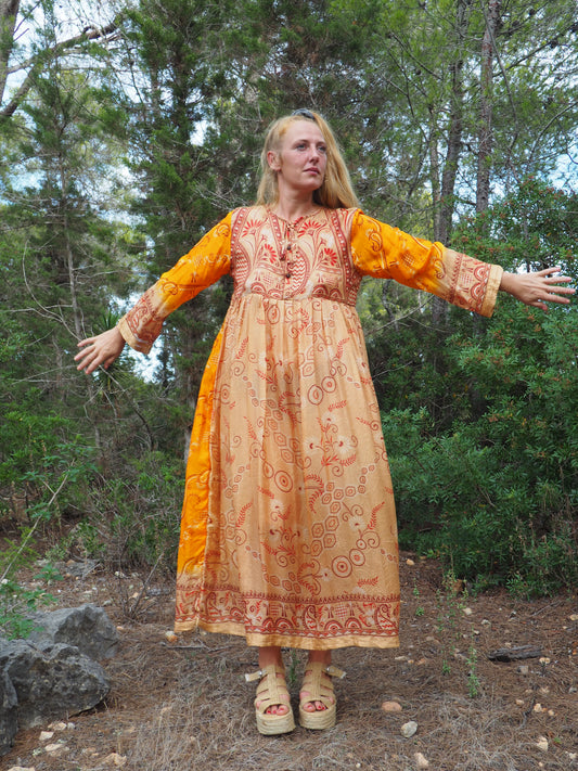 Vintage Indian sari dress up-cycled by Vagabond Ibiza