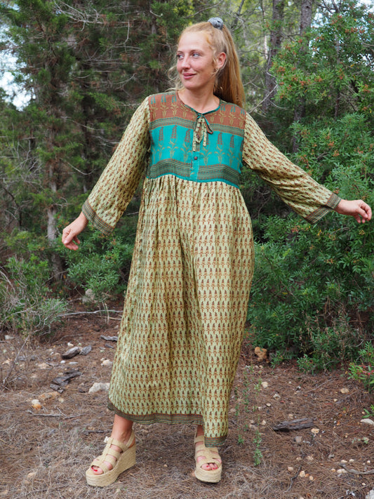 Vintage Indian sari dress up-cycled by Vagabond Ibiza