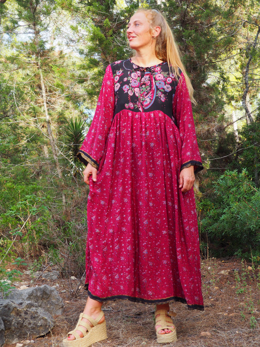 Vintage Indian sari dress up-cycled by Vagabond Ibiza