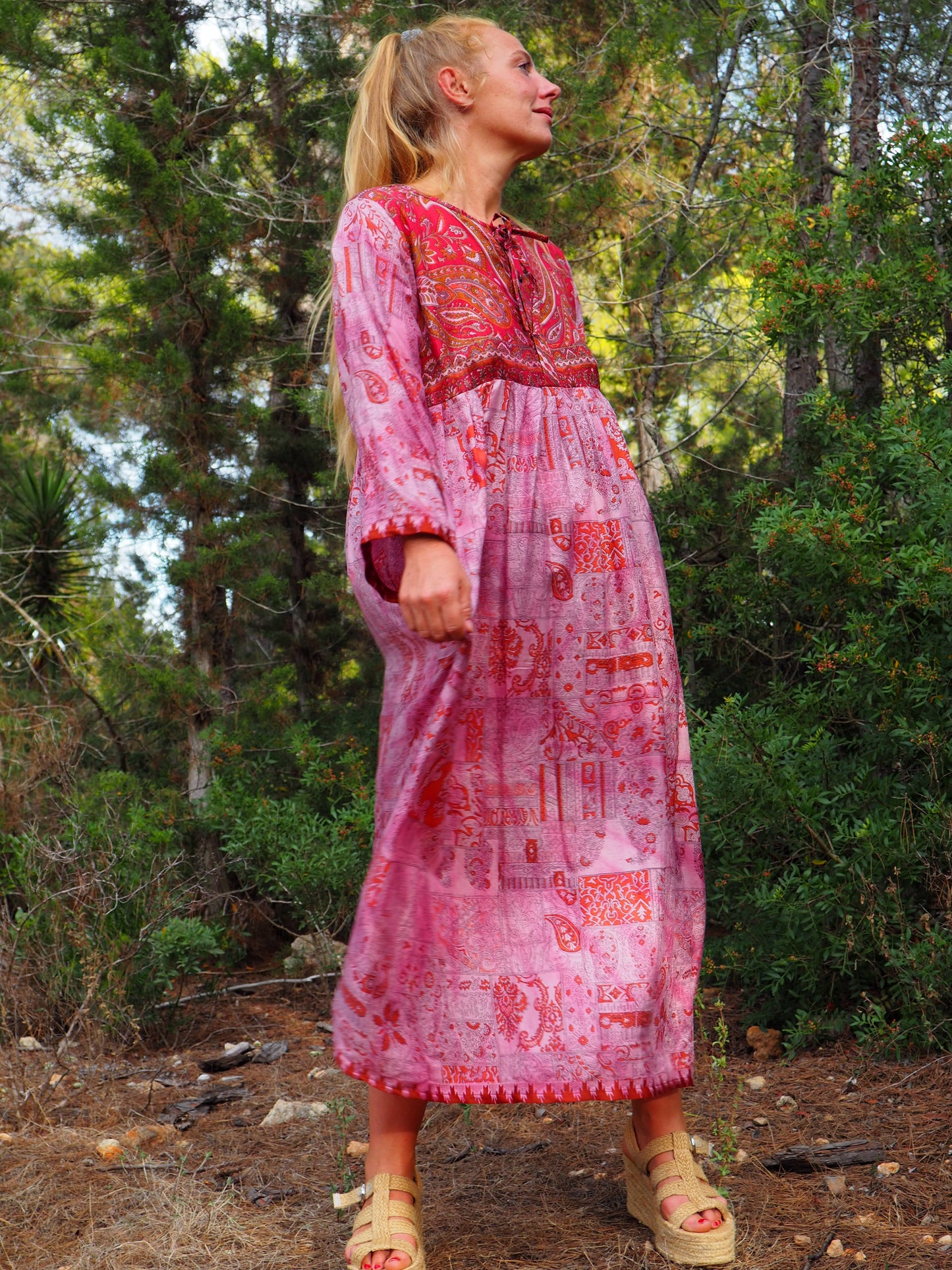 Vintage Indian sari dress up-cycled by Vagabond Ibiza