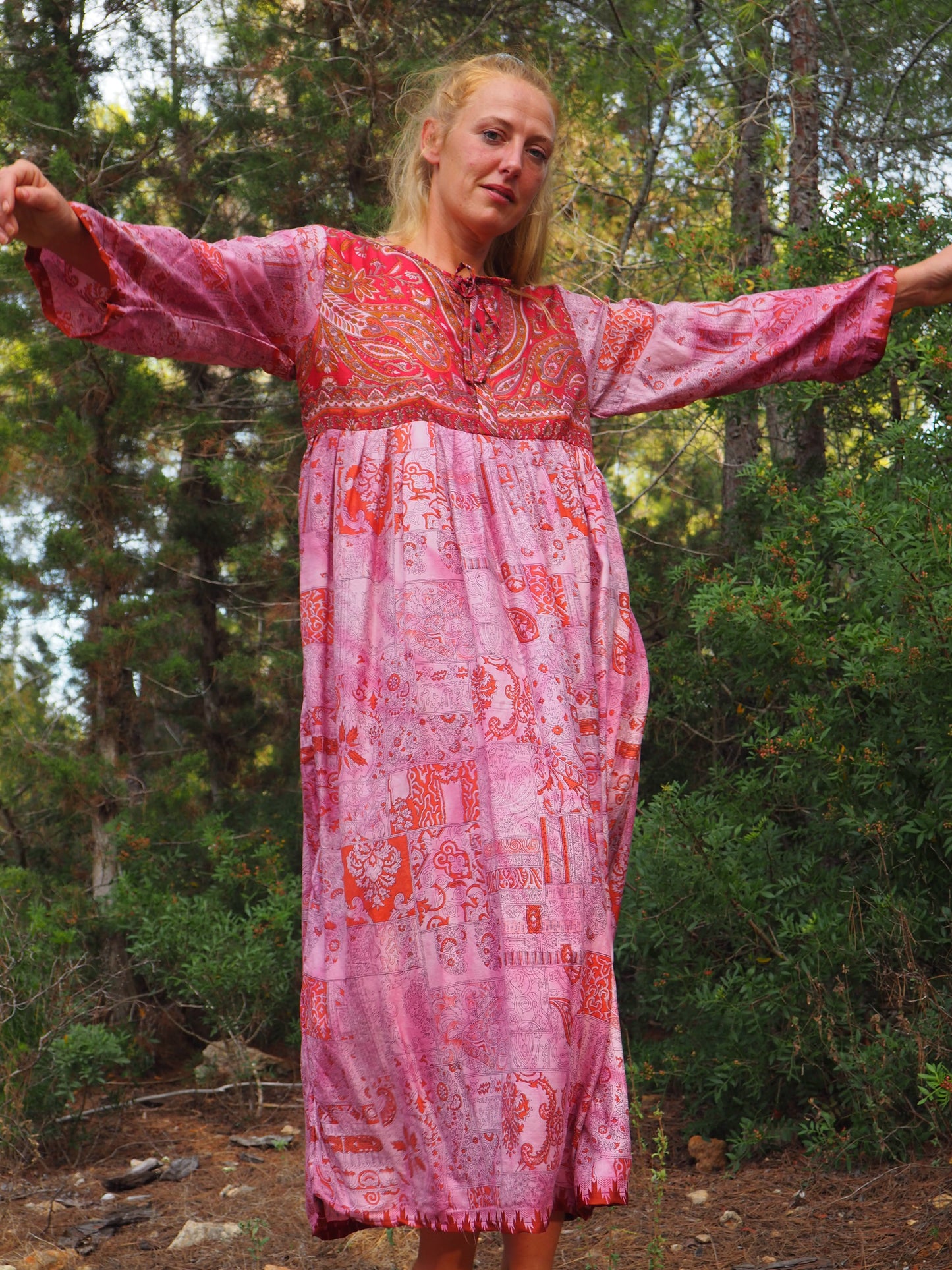 Vintage Indian sari dress up-cycled by Vagabond Ibiza