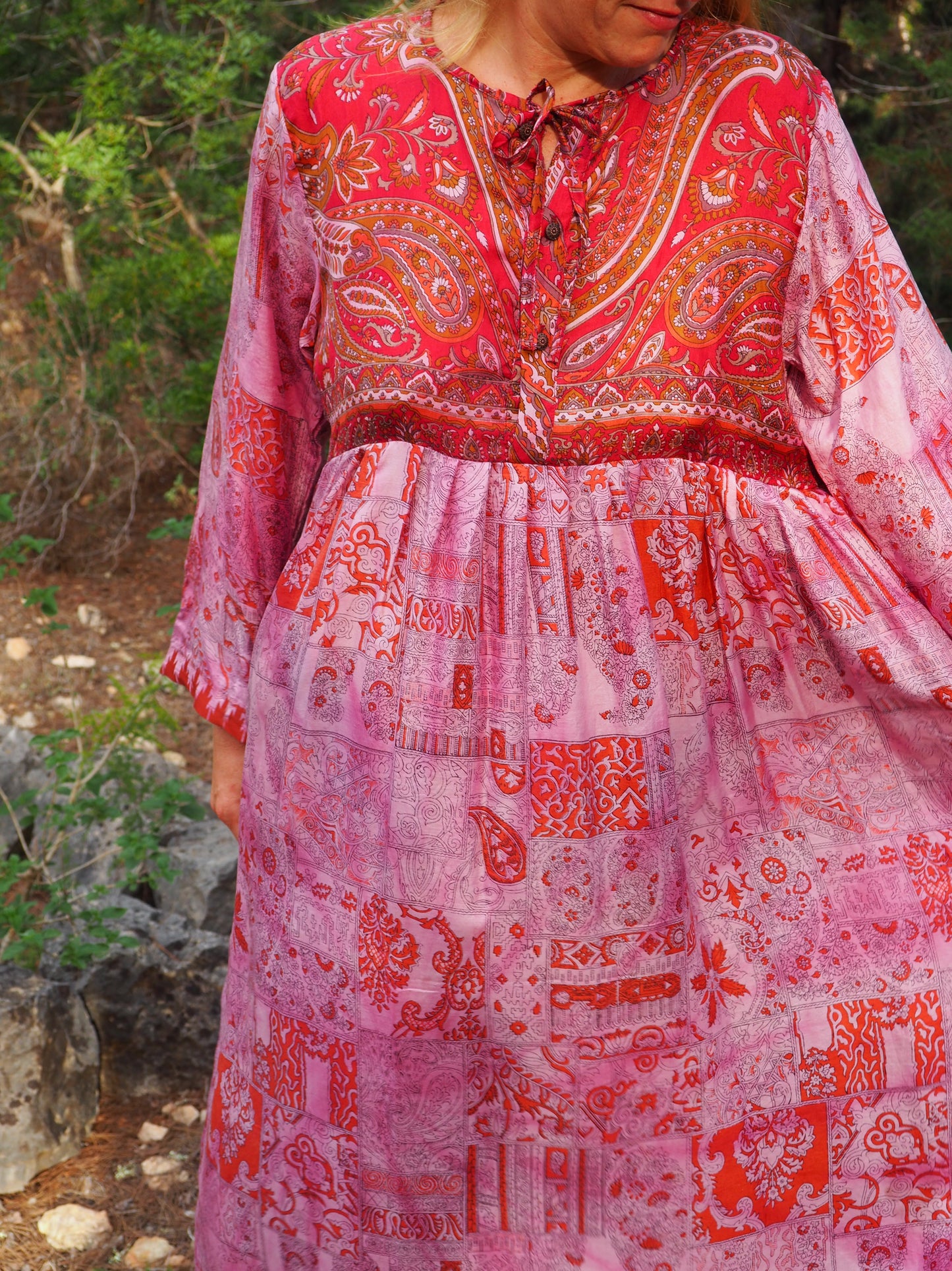 Vintage Indian sari dress up-cycled by Vagabond Ibiza