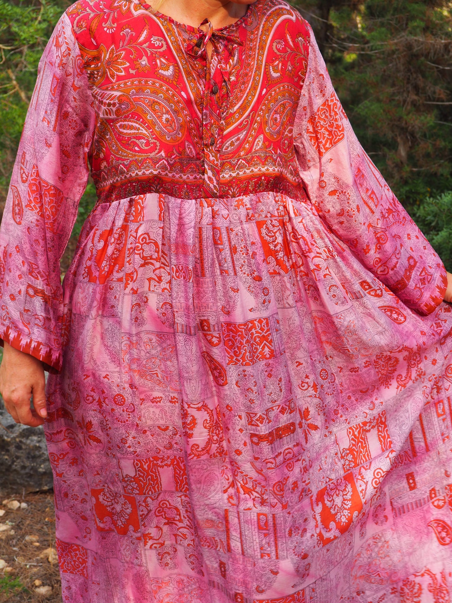 Vintage Indian sari dress up-cycled by Vagabond Ibiza