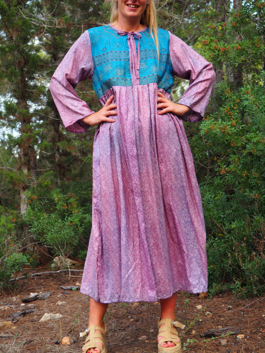 Vintage Indian sari dress up-cycled by Vagabond Ibiza